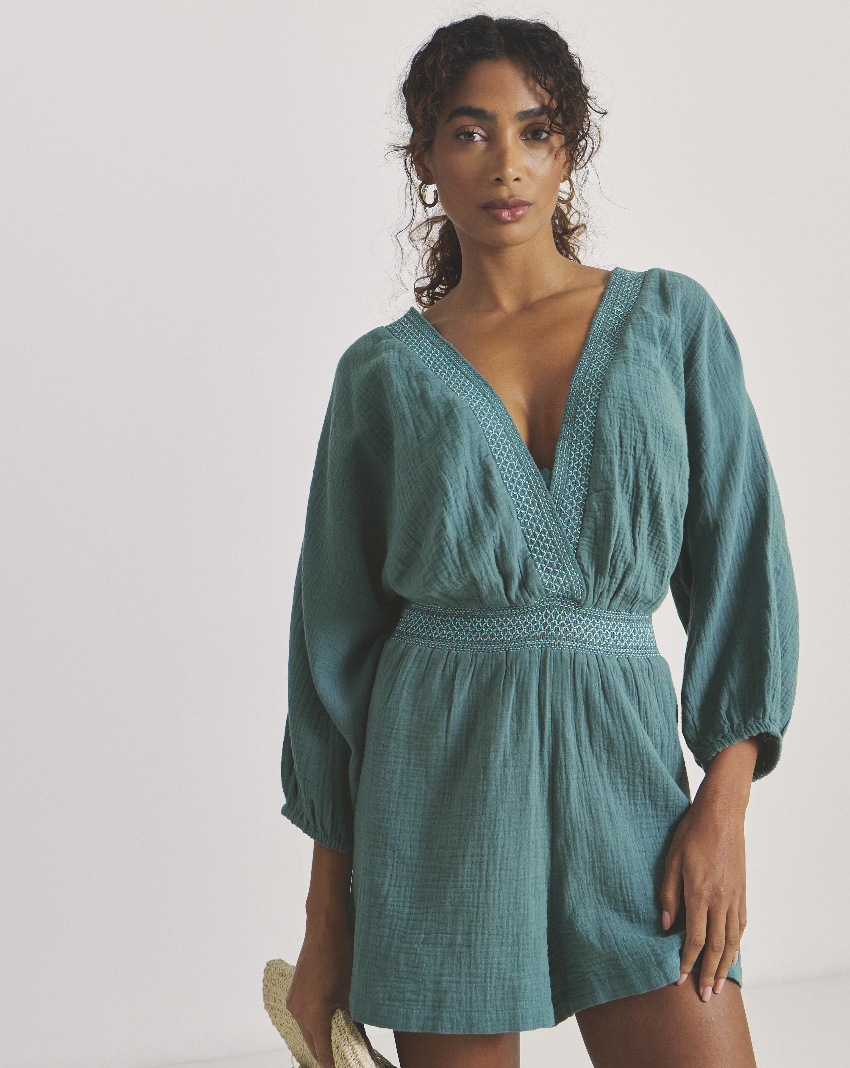 Long Sleeve Plunge Playsuit