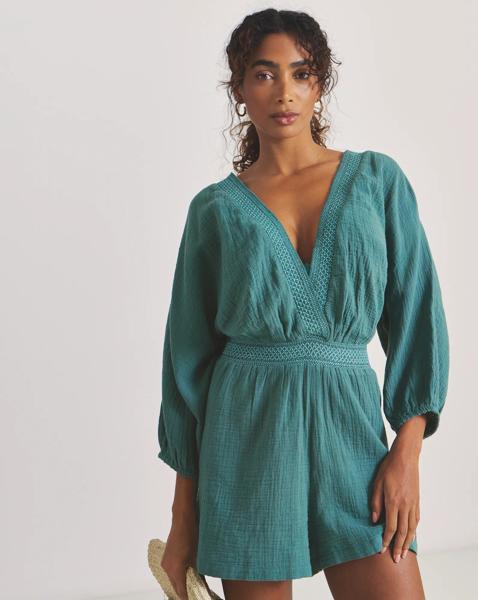 Long Sleeve Plunge Playsuit