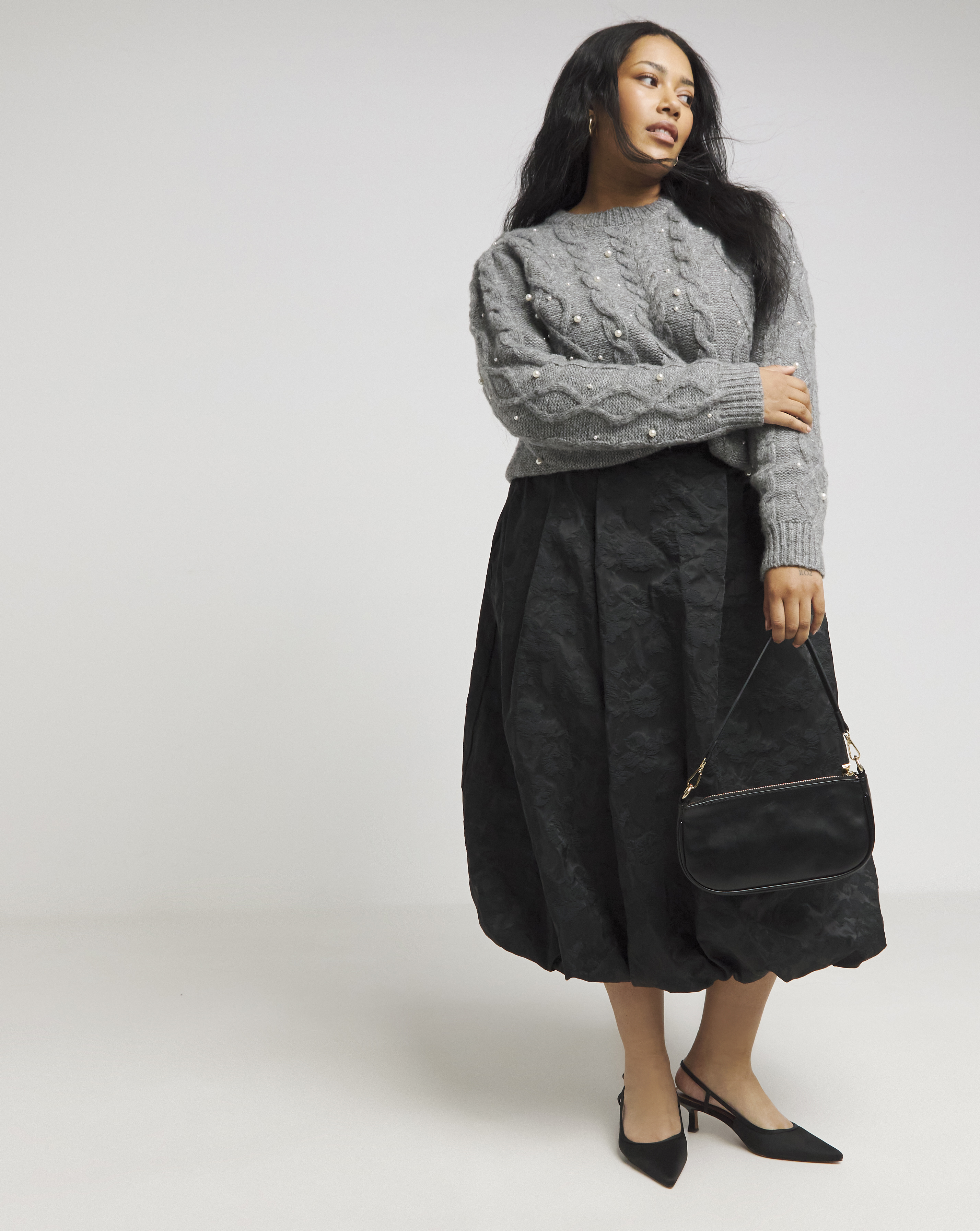 Joanna Hope Textured Bubble Hem Skirt
