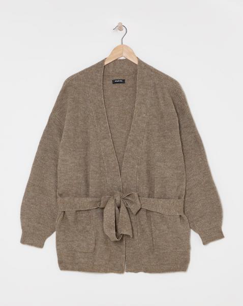 Belted Volume Sleeve Cardigan - Image