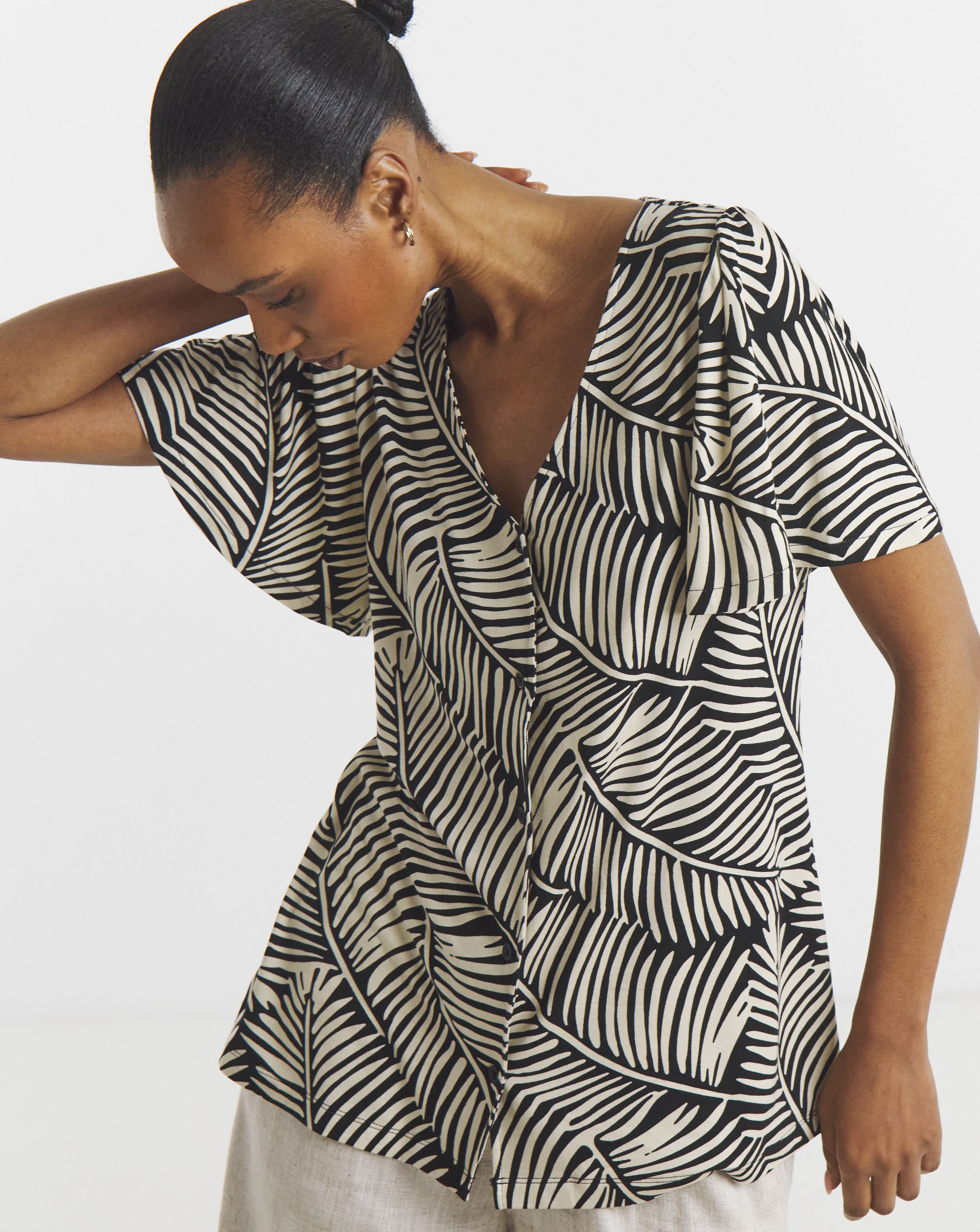 Button Front Angel Sleeve Top