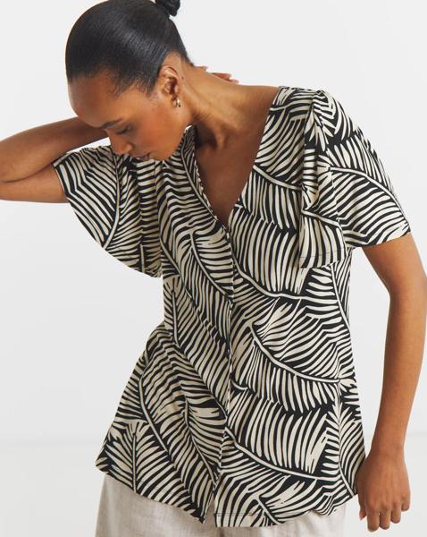 Button Front Angel Sleeve Top