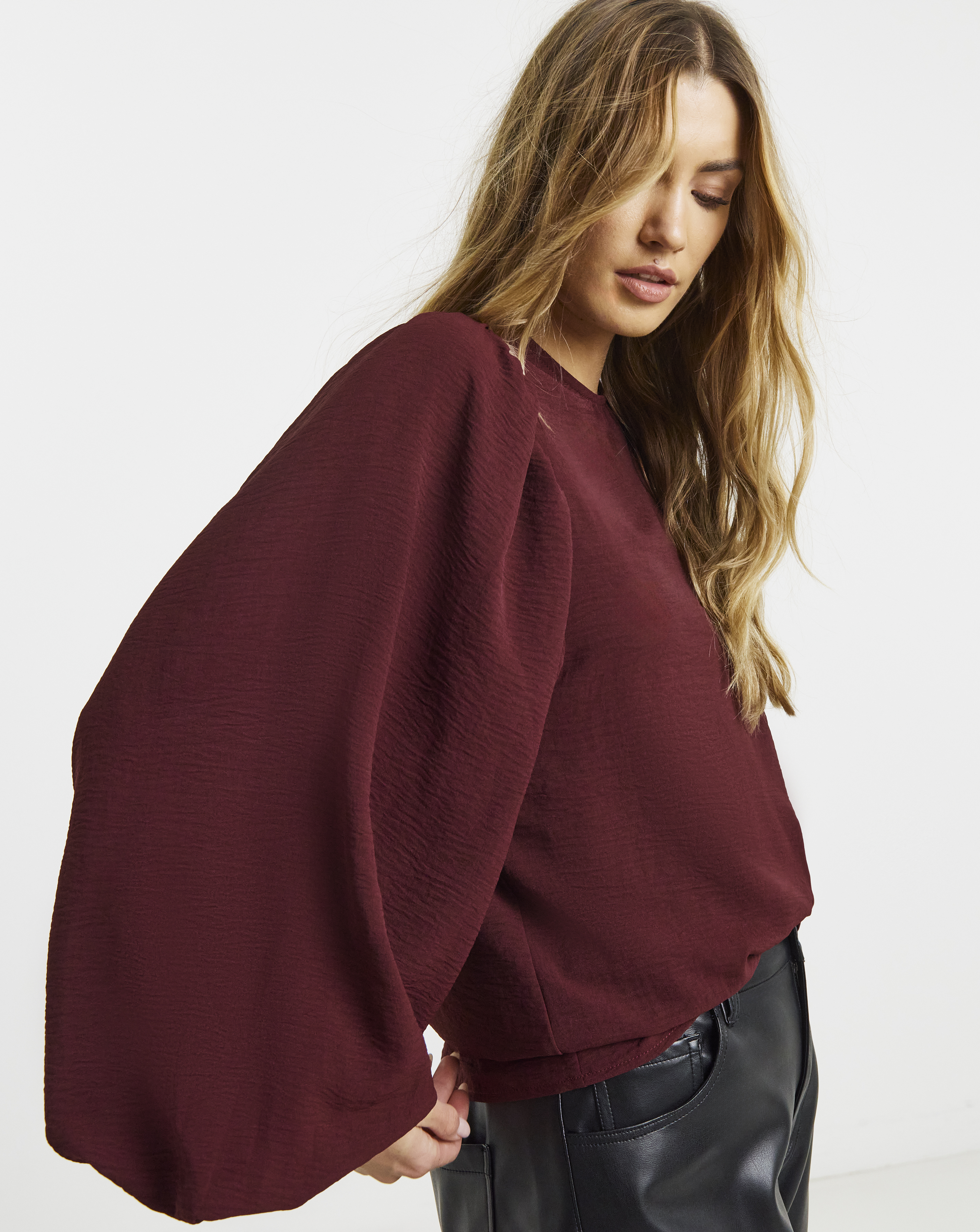 Black Exaggerated Sleeve Blouse