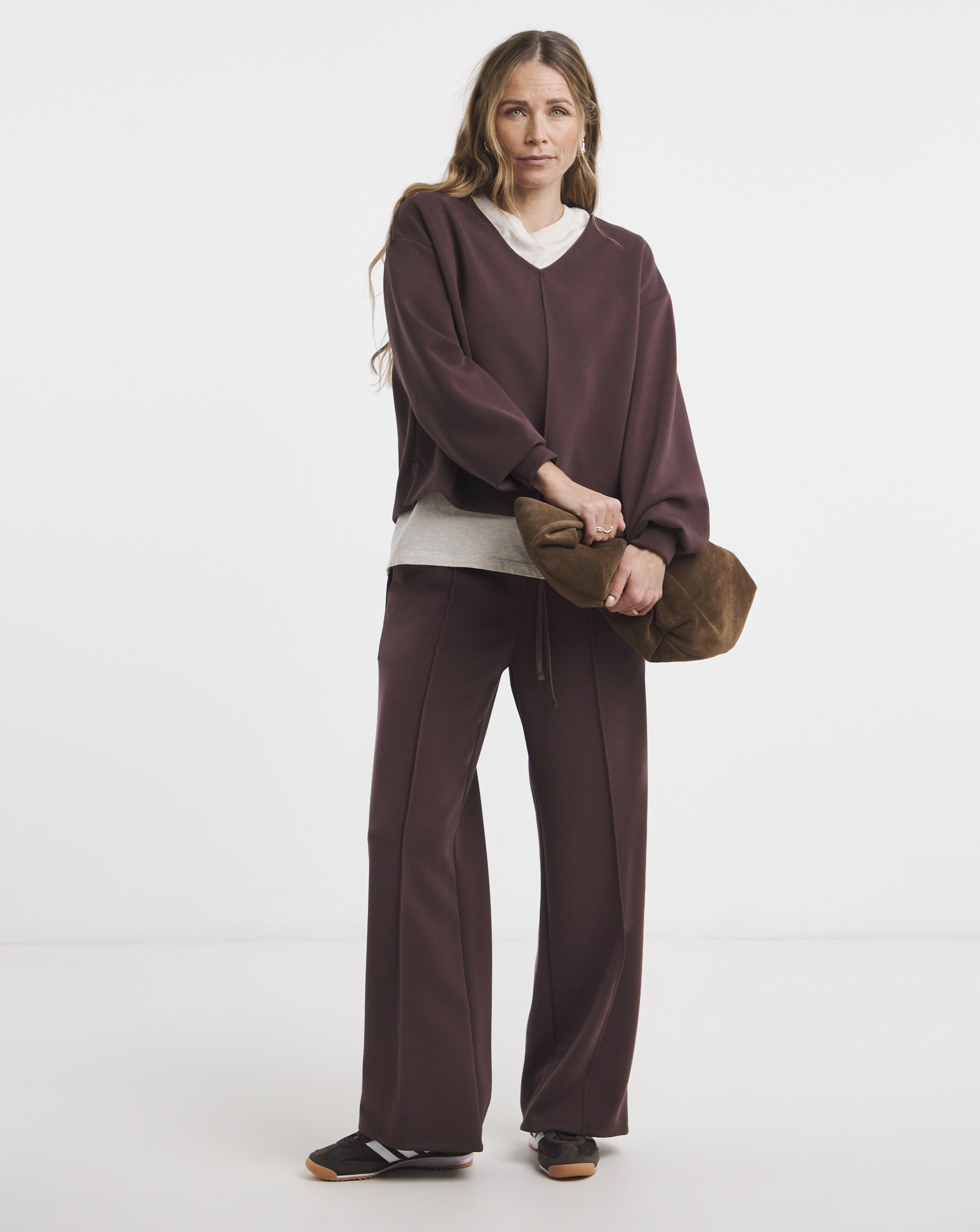 Anthology Wide Leg Joggers Satin Trim