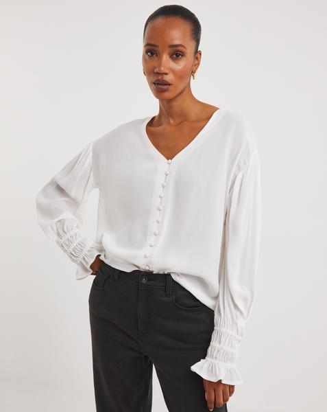 Button Through Dipped Back Blouse
