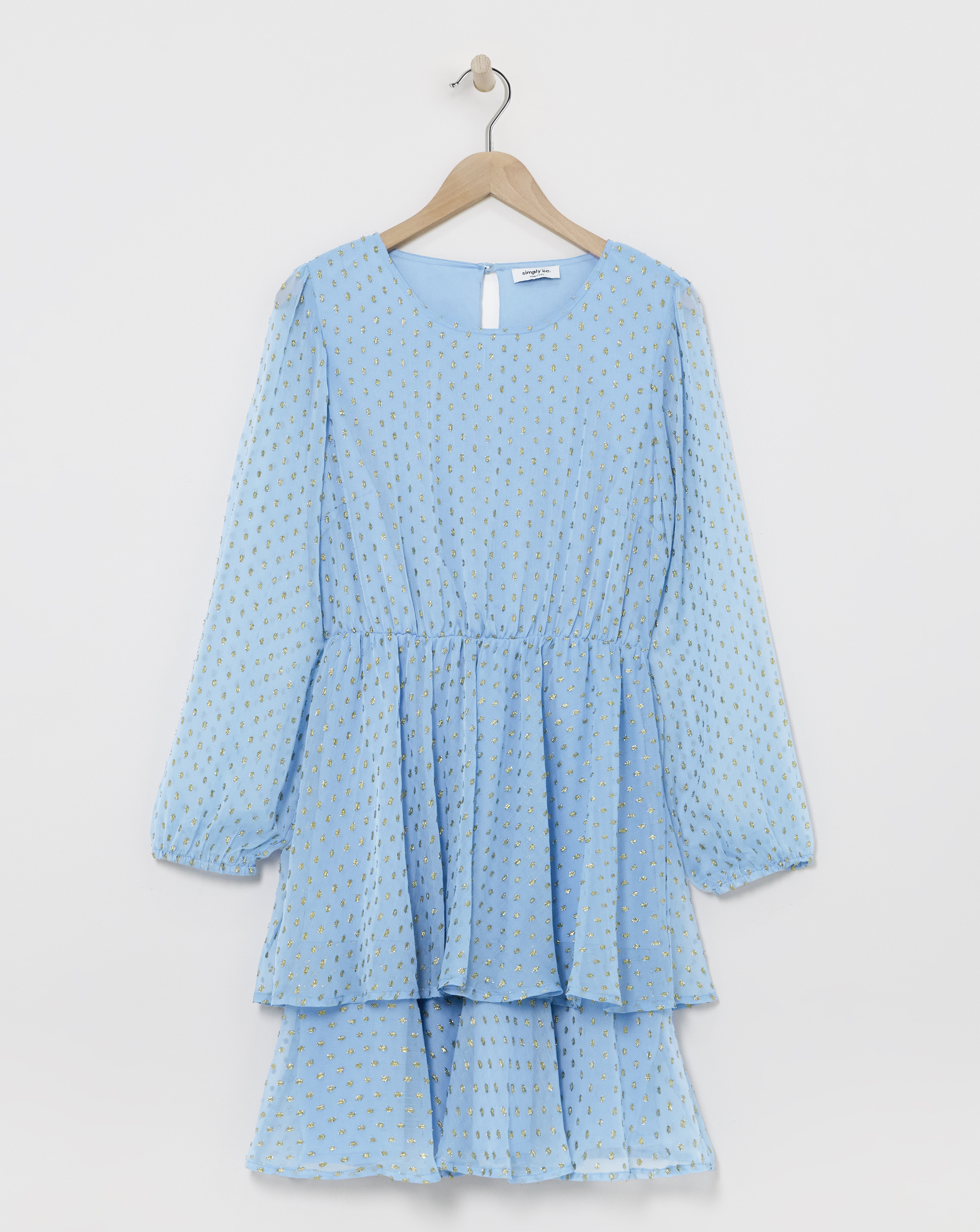 Simply Be - Women's Boutique Jacquard Tiered Skater Dress - Size 10 - Blue - 70% Polyester 30% Metallic Yarn