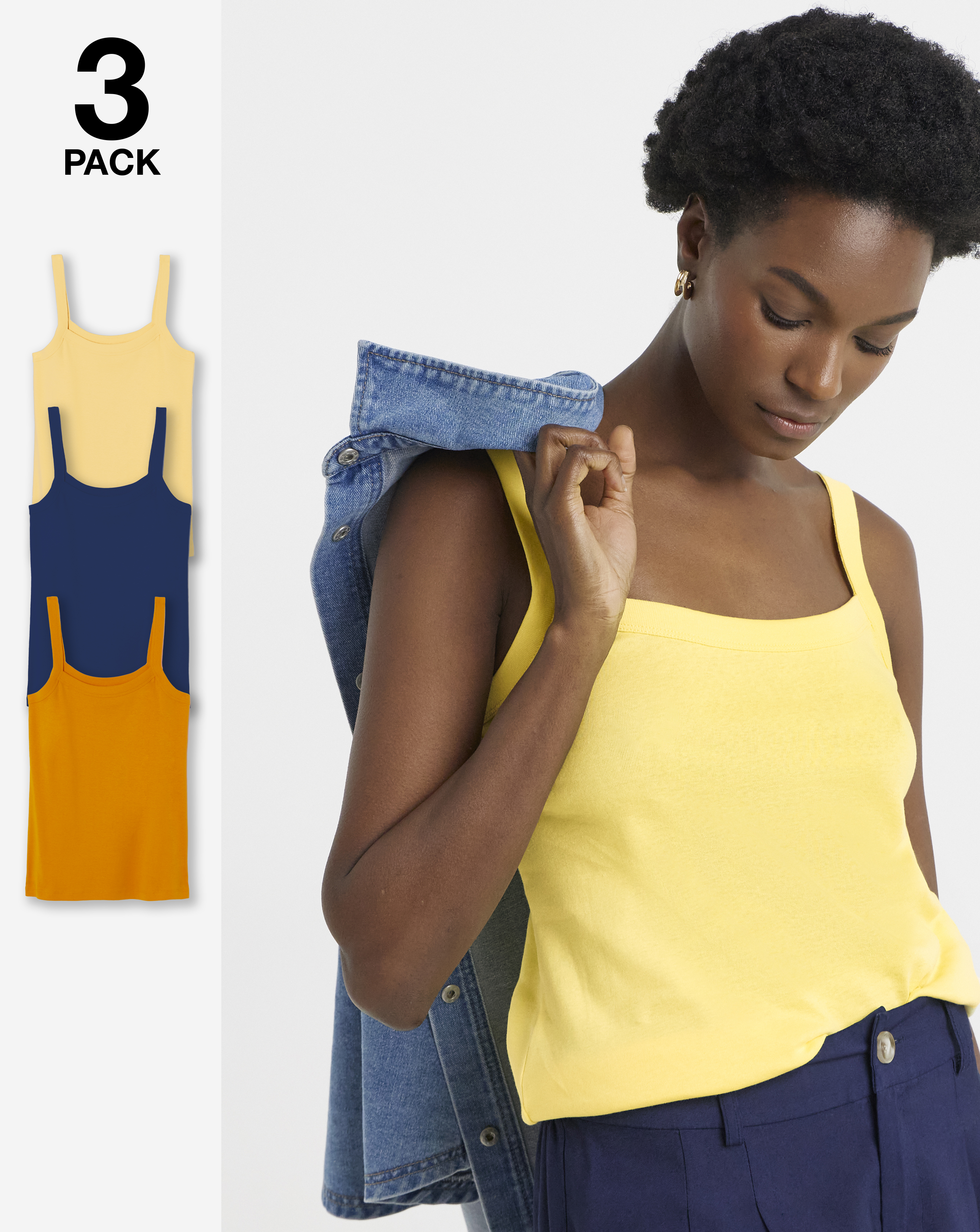 3 Pack Thick Strap Cami
