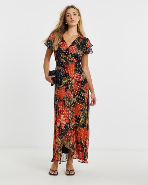 Hope & Ivy Ffion Wrap Maxi Dress - Image
