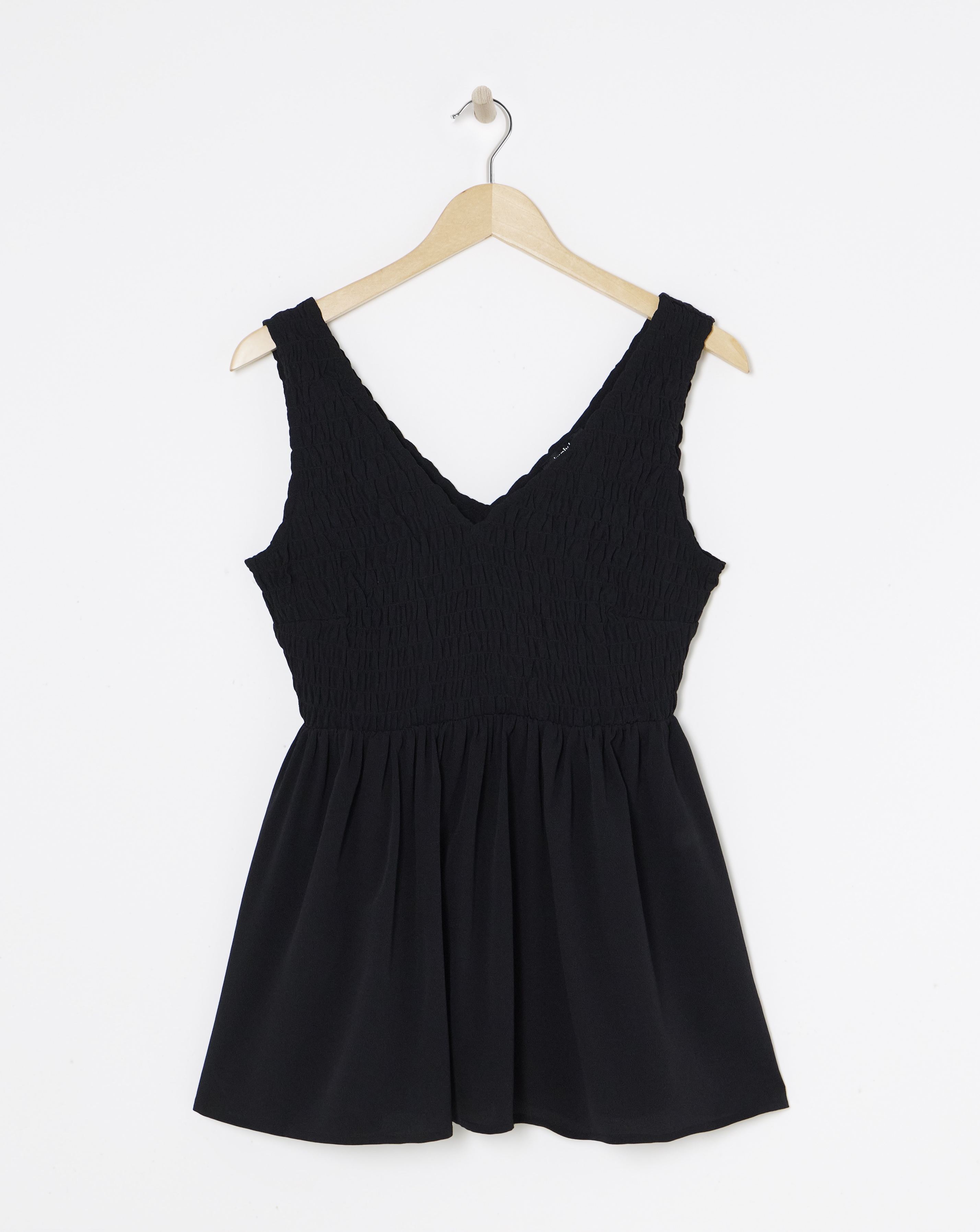Black Shirred Peplum Vest