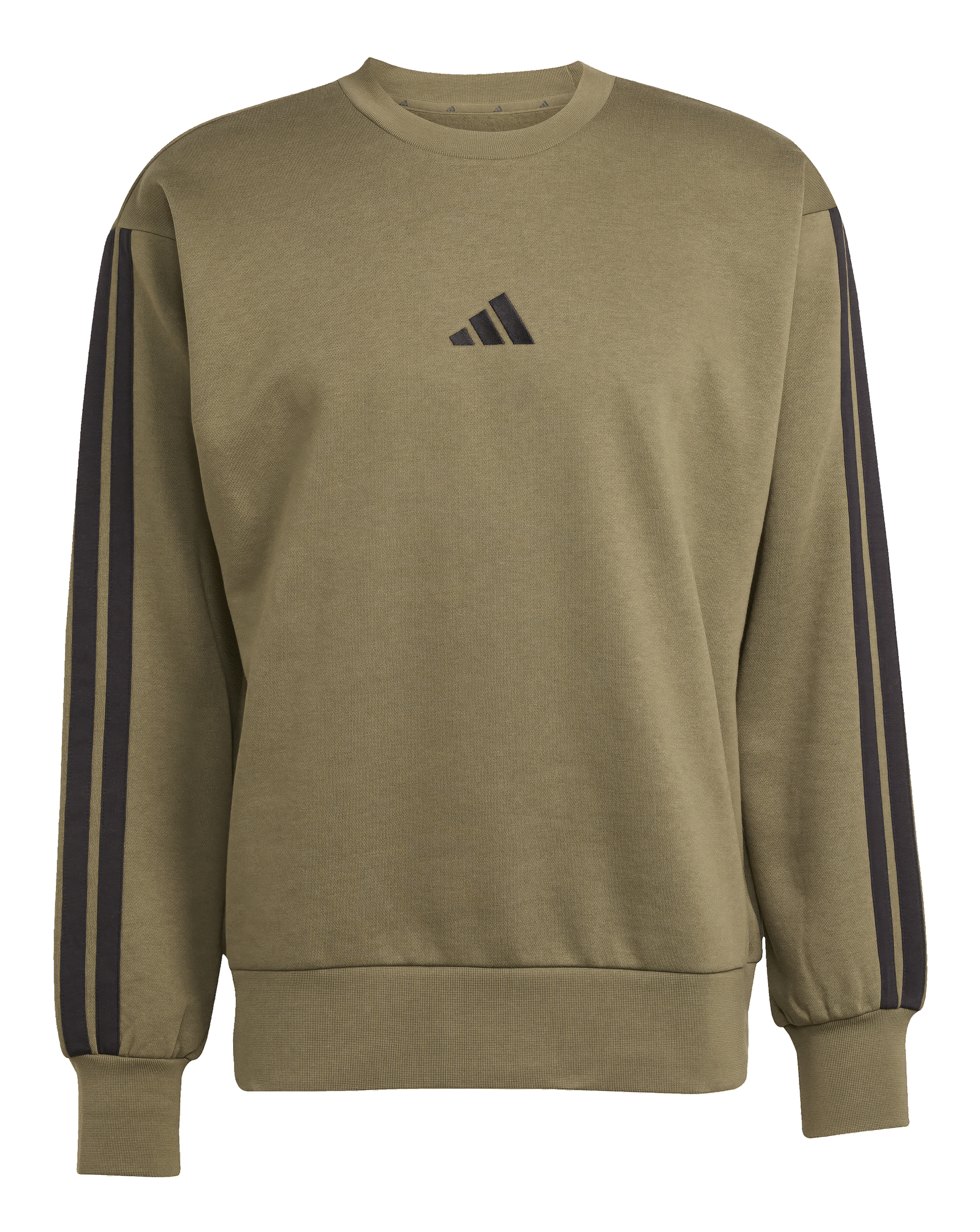 Adidas Men's Olive,Black 3 Stripes Fleece Sweatshirt Size 2XL(48/52) - Image 2