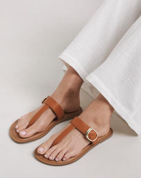 Leather Toe Post Sandal Wide