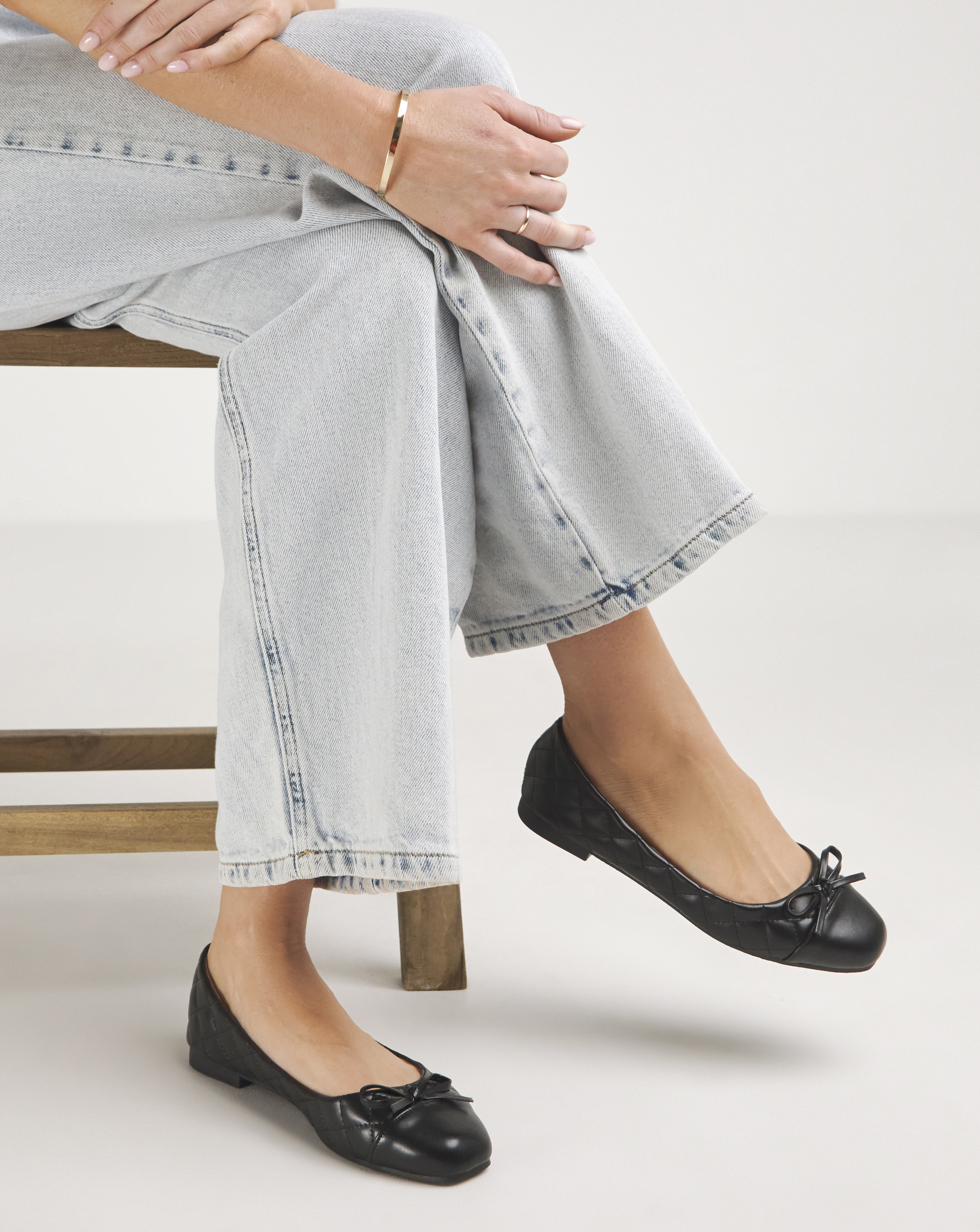 Quilted Toe Cap Ballerina E Fit