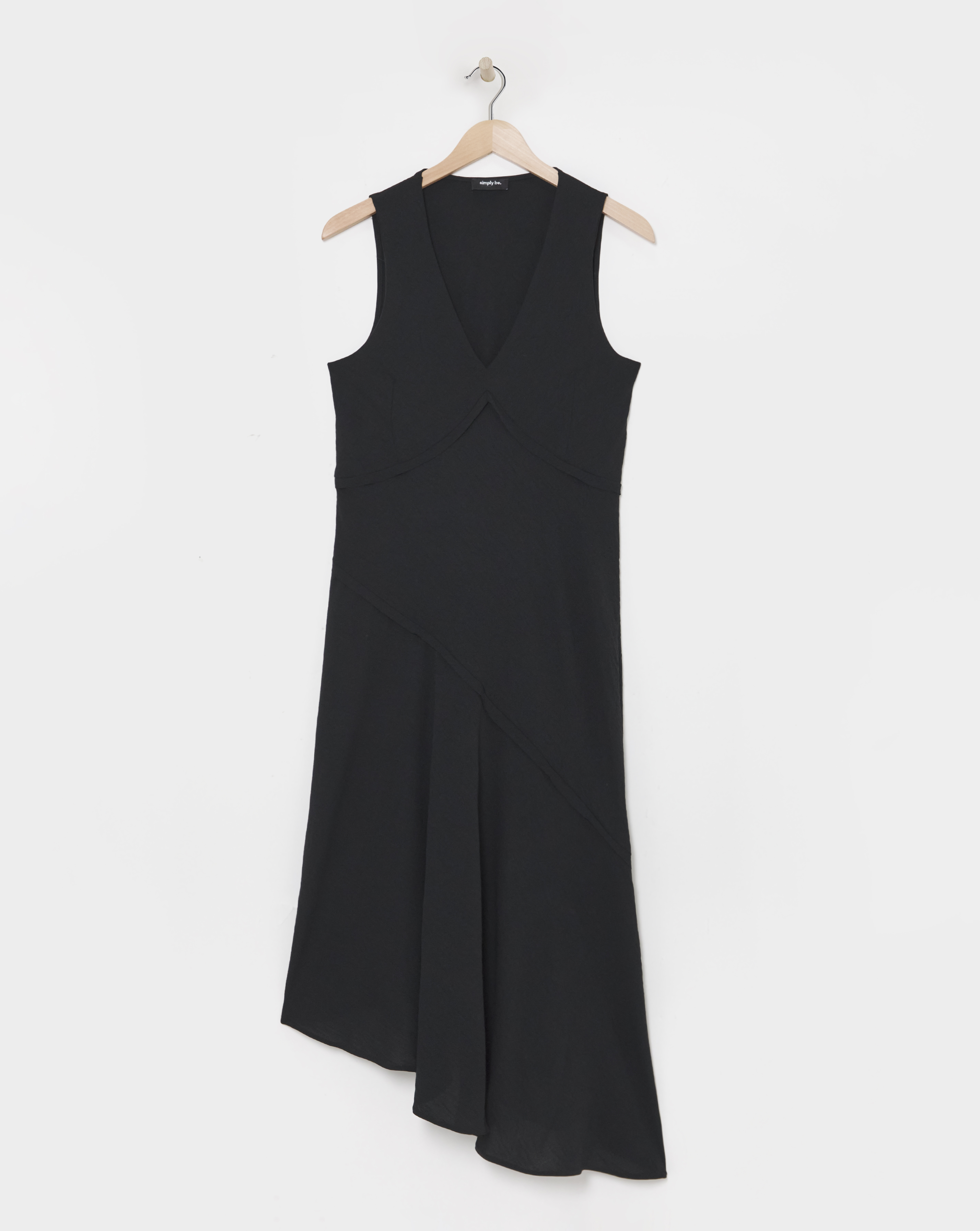 Simply Be - Women's Crepe Asymmetric Slip Dress - Size 12 - Black - 100% Recycled Polyester