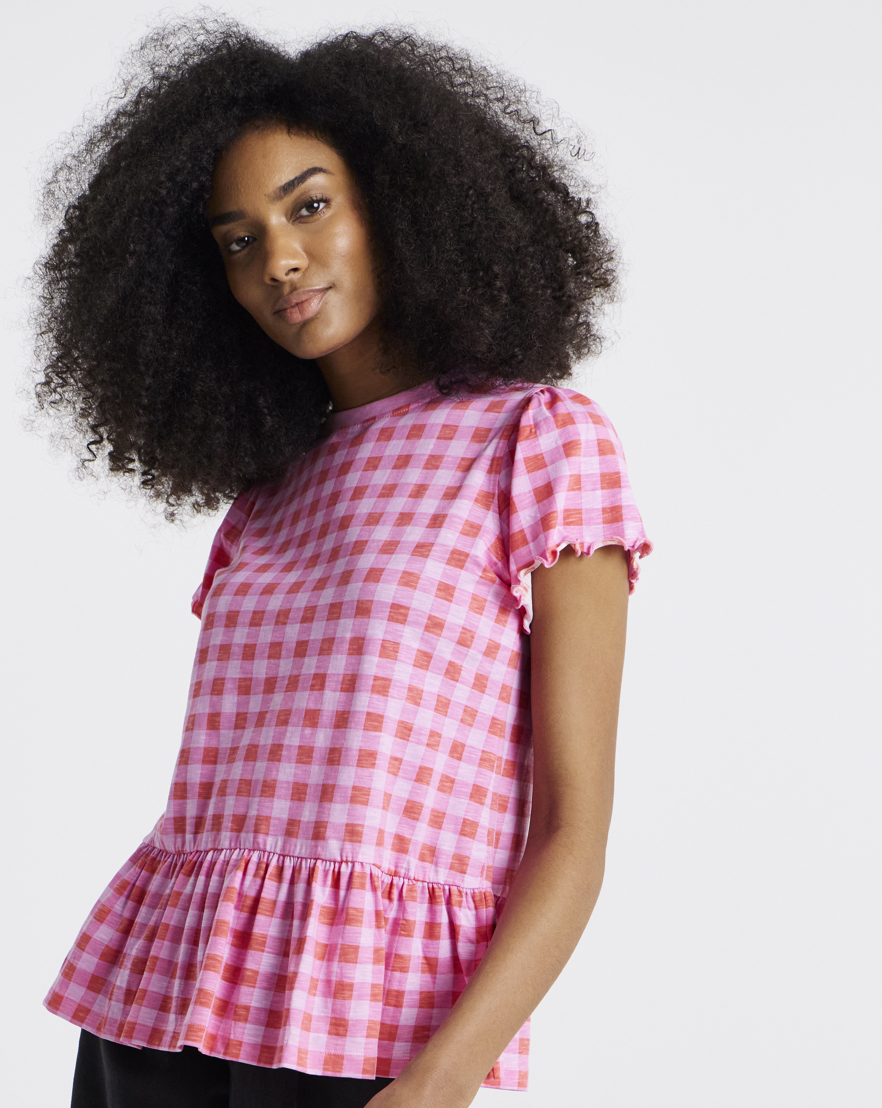 Ruffle Sleeve Peplum Tee