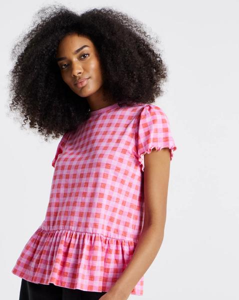 Ruffle Sleeve Peplum Tee