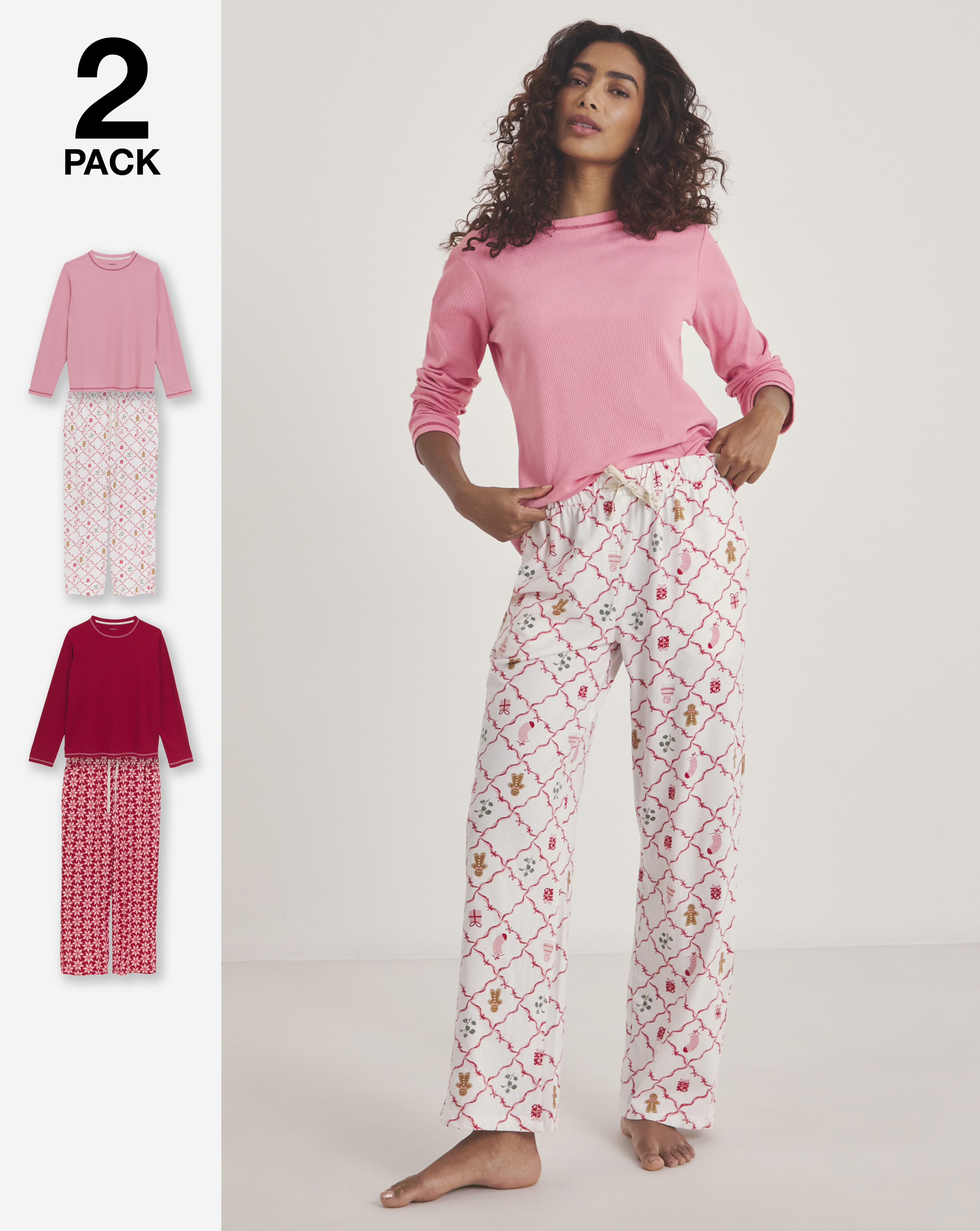 Christmas Ribbed 2 Pack PJ Sets