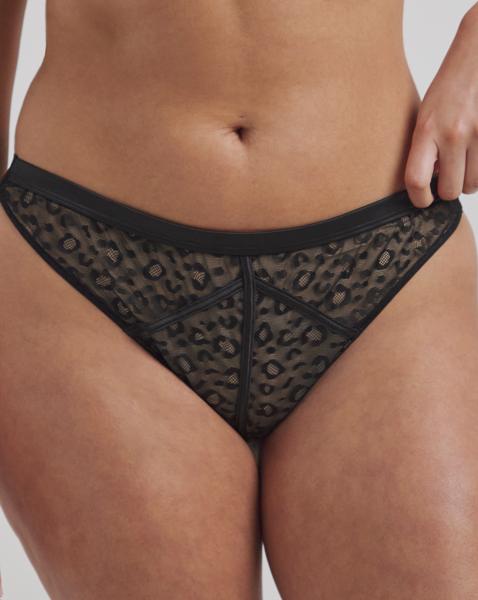 Figleaves Pimlico Thong In Black leopard | UK Size 8 Women's