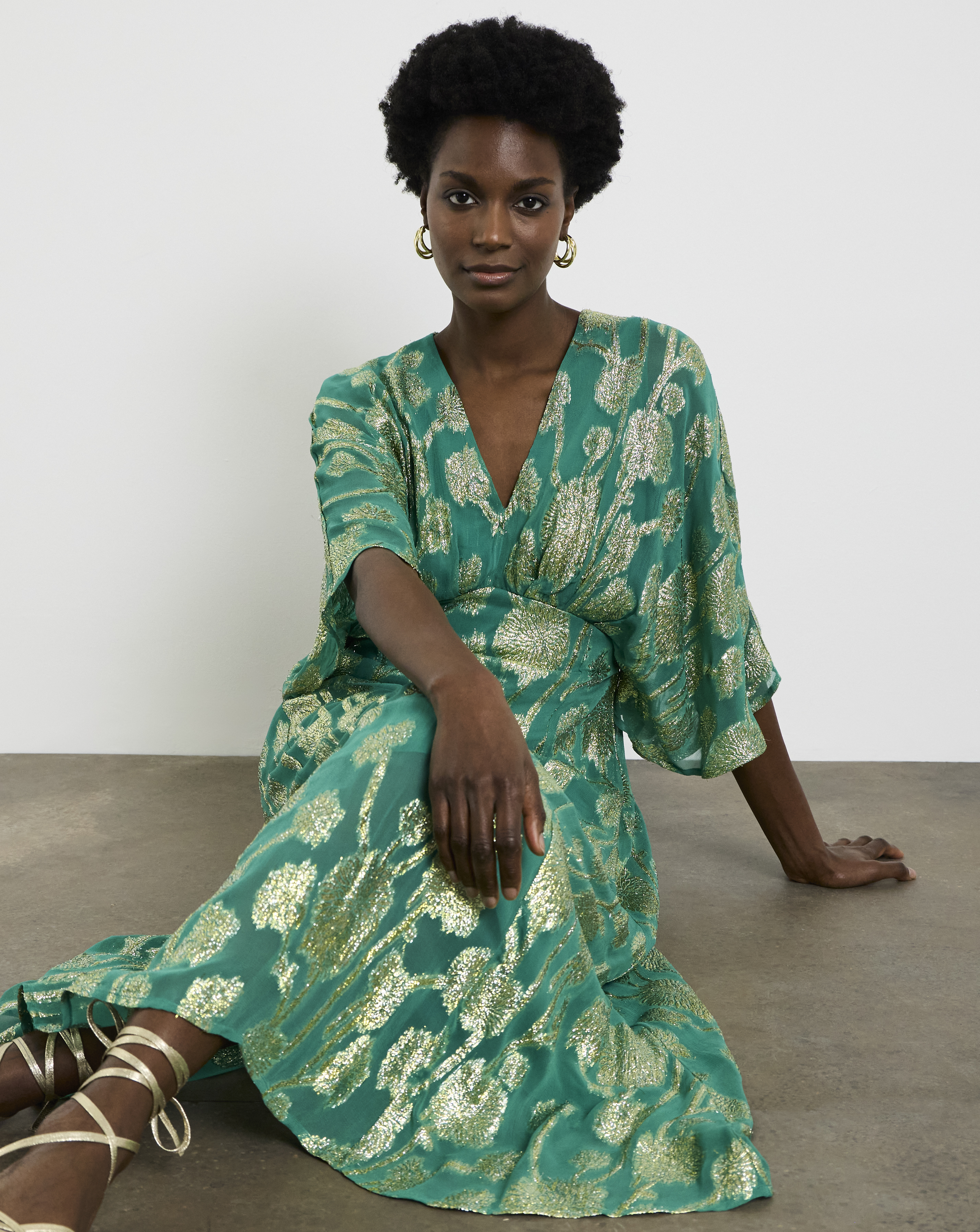 Joanna Hope Metallic Jacquard Tea Dress