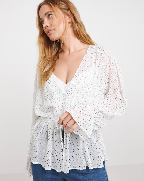Simply Be Sheer Tie Front Blouse - Image