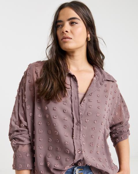 Simply Be Mauve Oversized Dobby Shirt