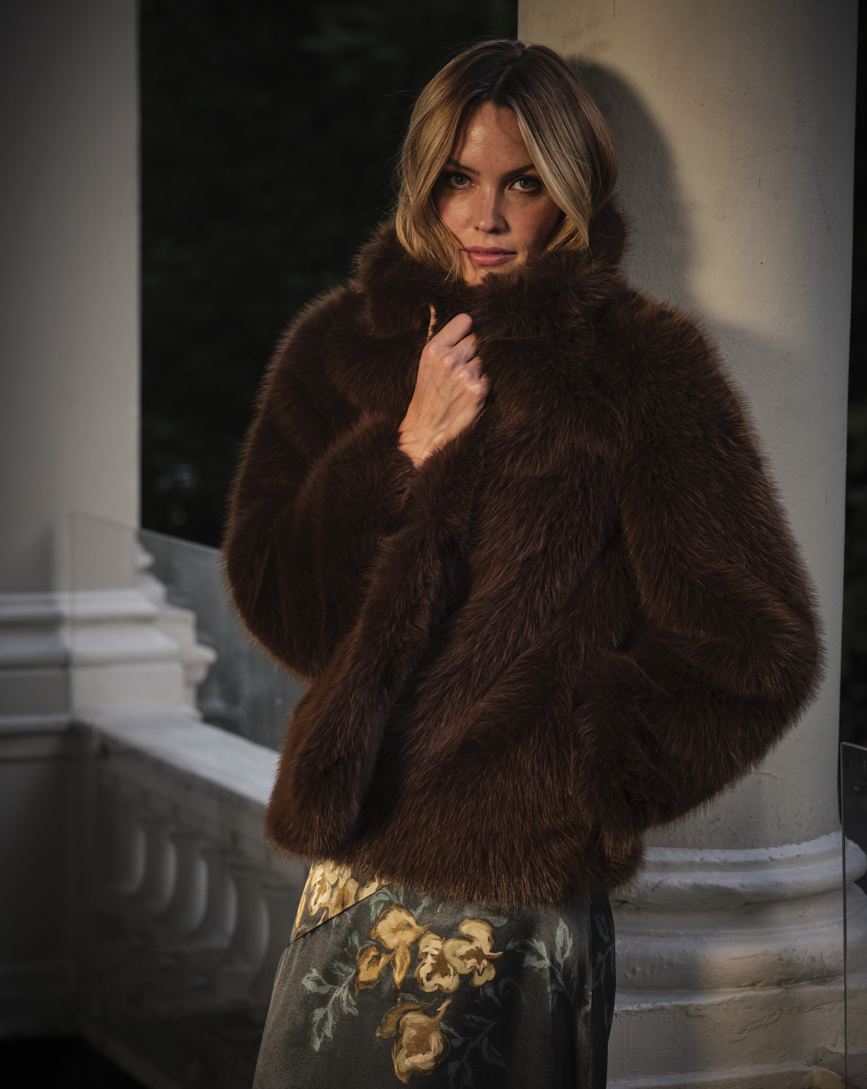 Fatface Brown Celeste Faux Fur Coat - Size 20