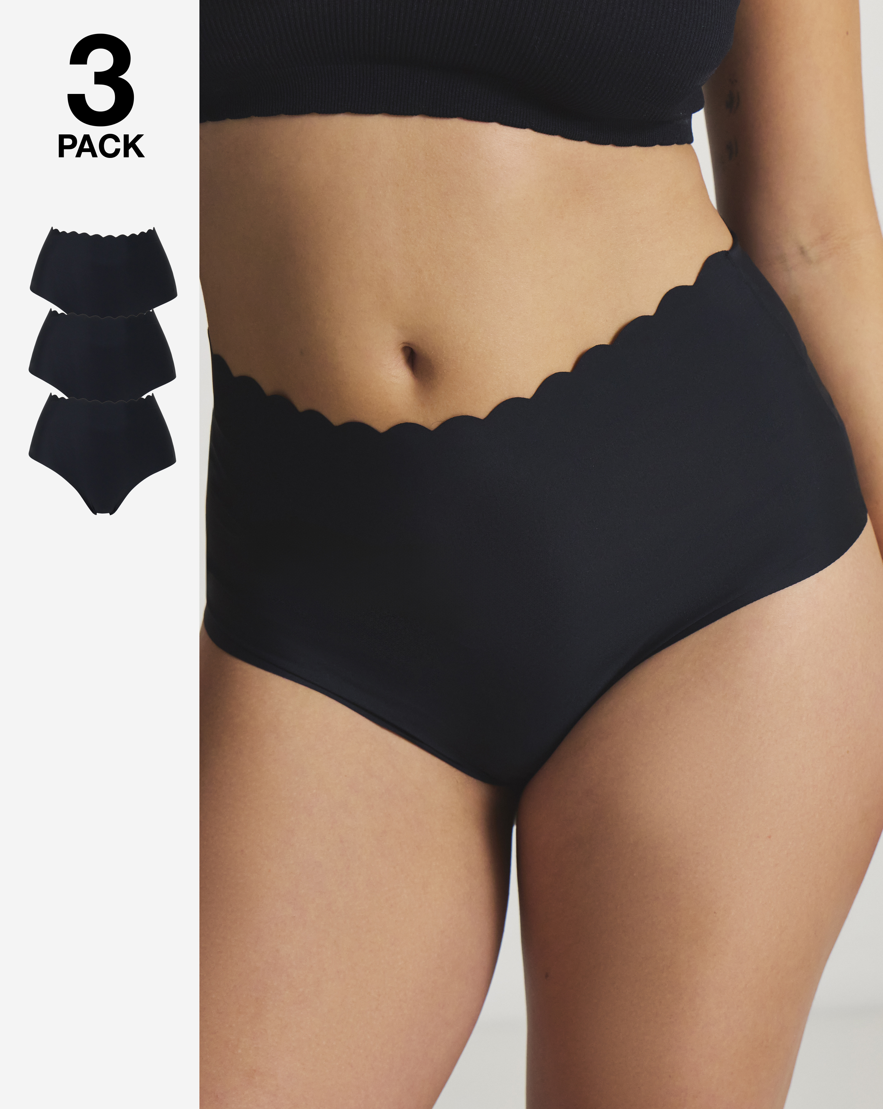 3Pack Scallop No VPL Knickers