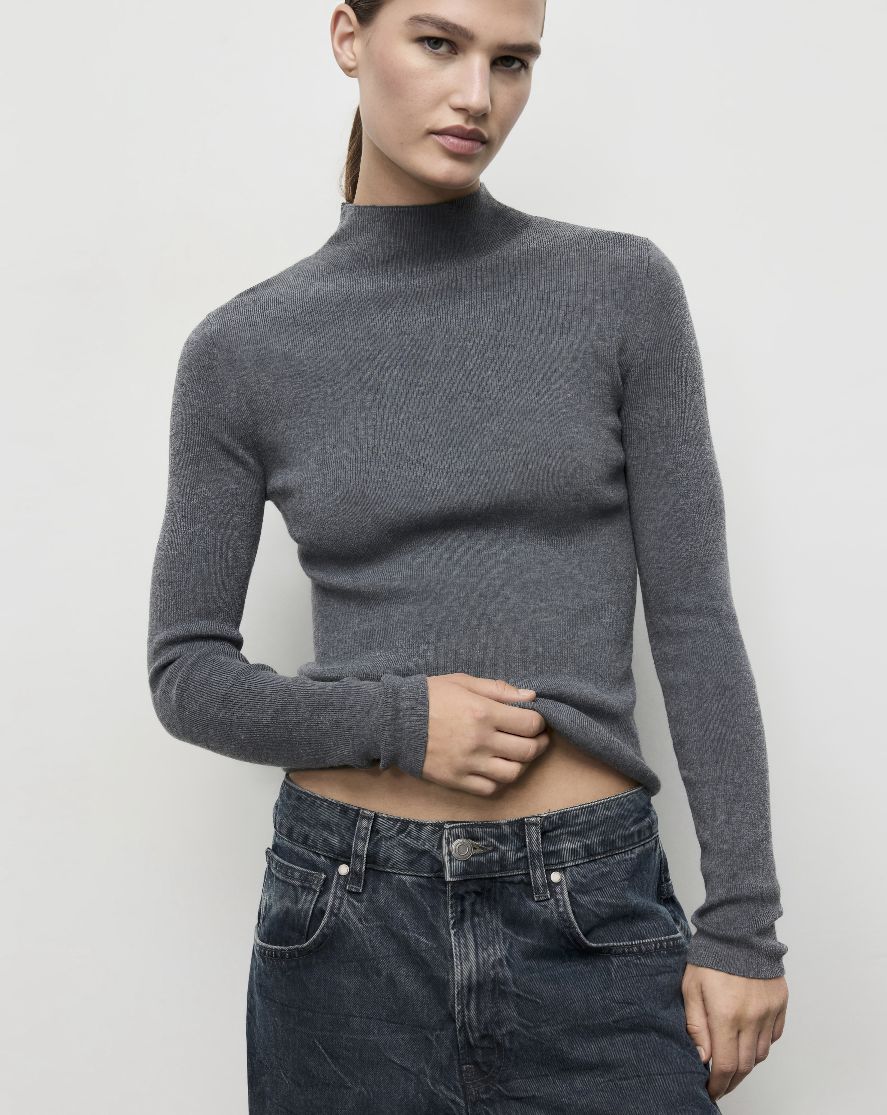 Mango Women's Grey Sweater Size S