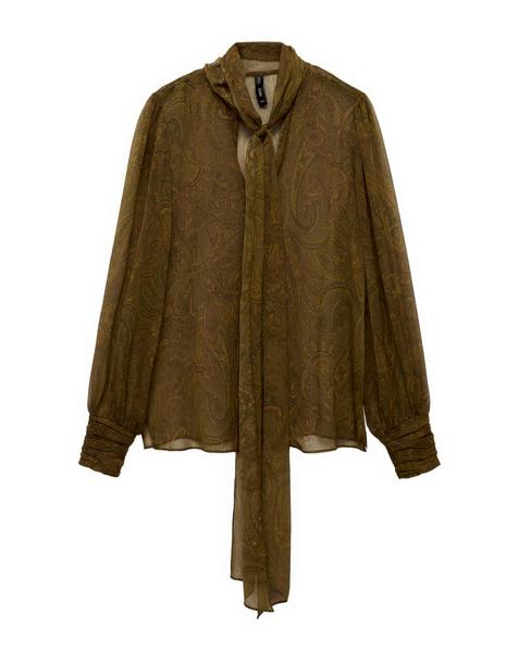 Mango Oak Bow Printed Blouse