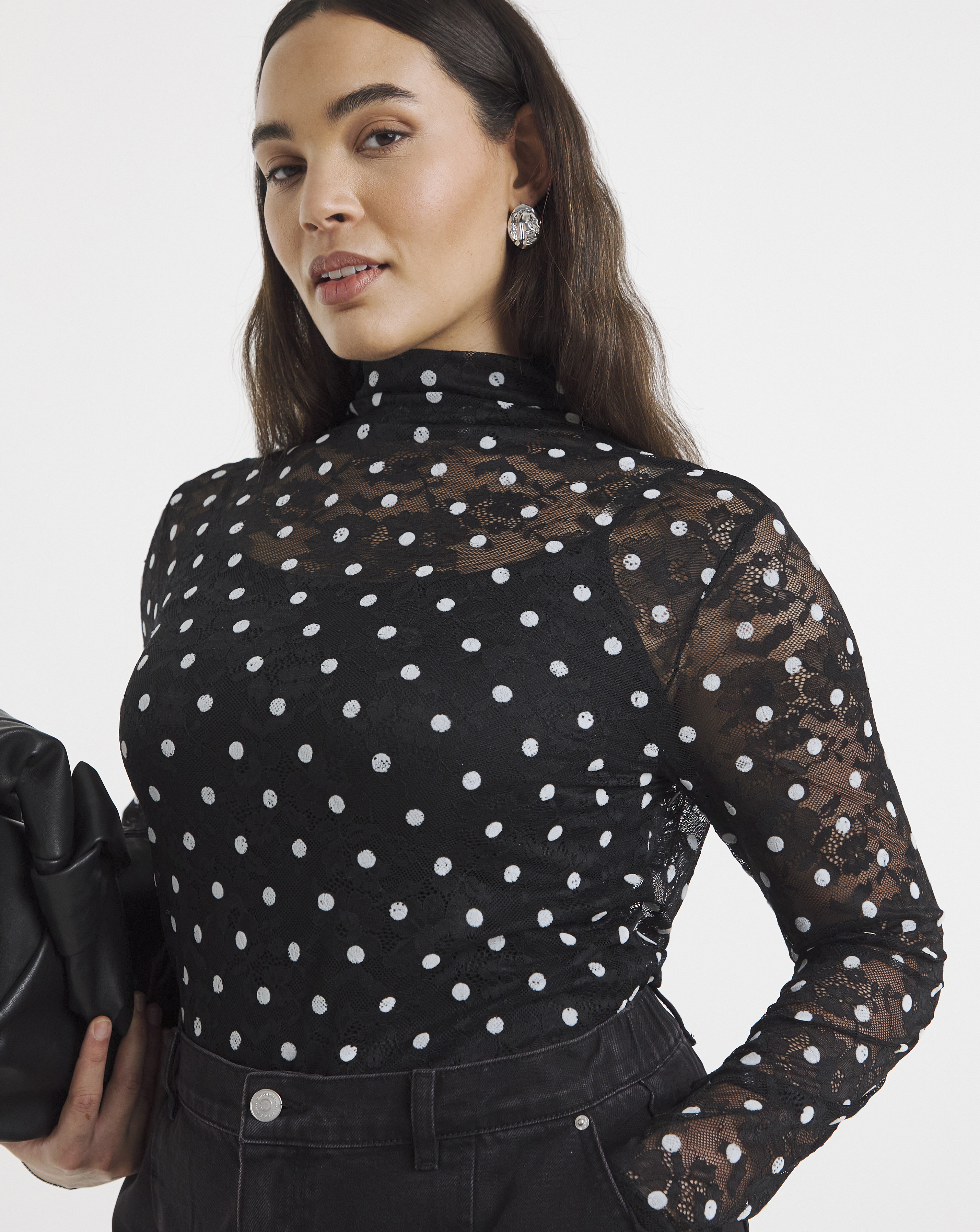 Spot Print Lace Top