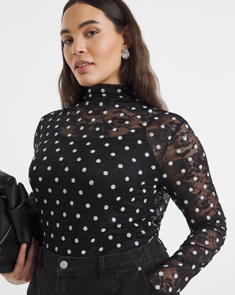 Spot Print Lace Top - Image