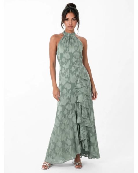 Anaya Floral Burnout Halter Neck Dress
