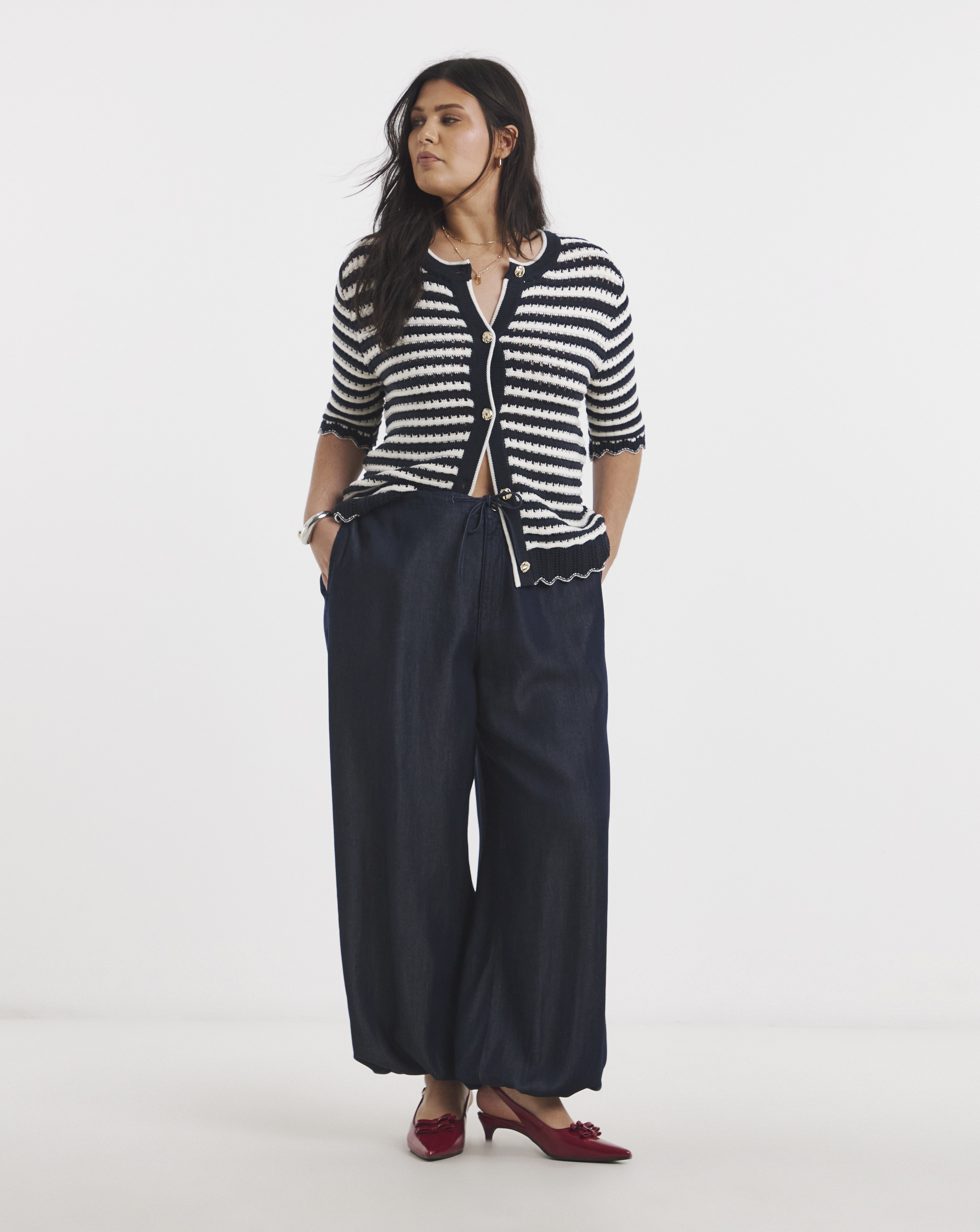 Indigo Lyocell Denim Balloon Jeans