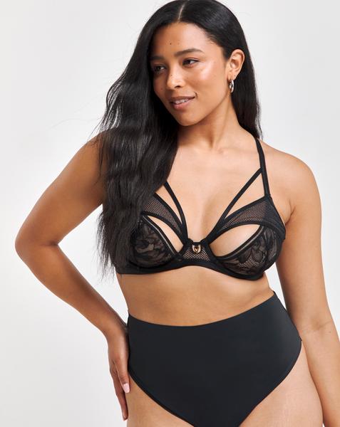 Figleaves Delia Plunge Bra In Black | UK Size 32B Women's