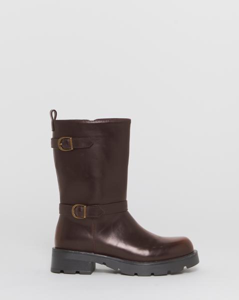 Flutter Chunky Biker Calf Boots - Wide Fit (E) - Image