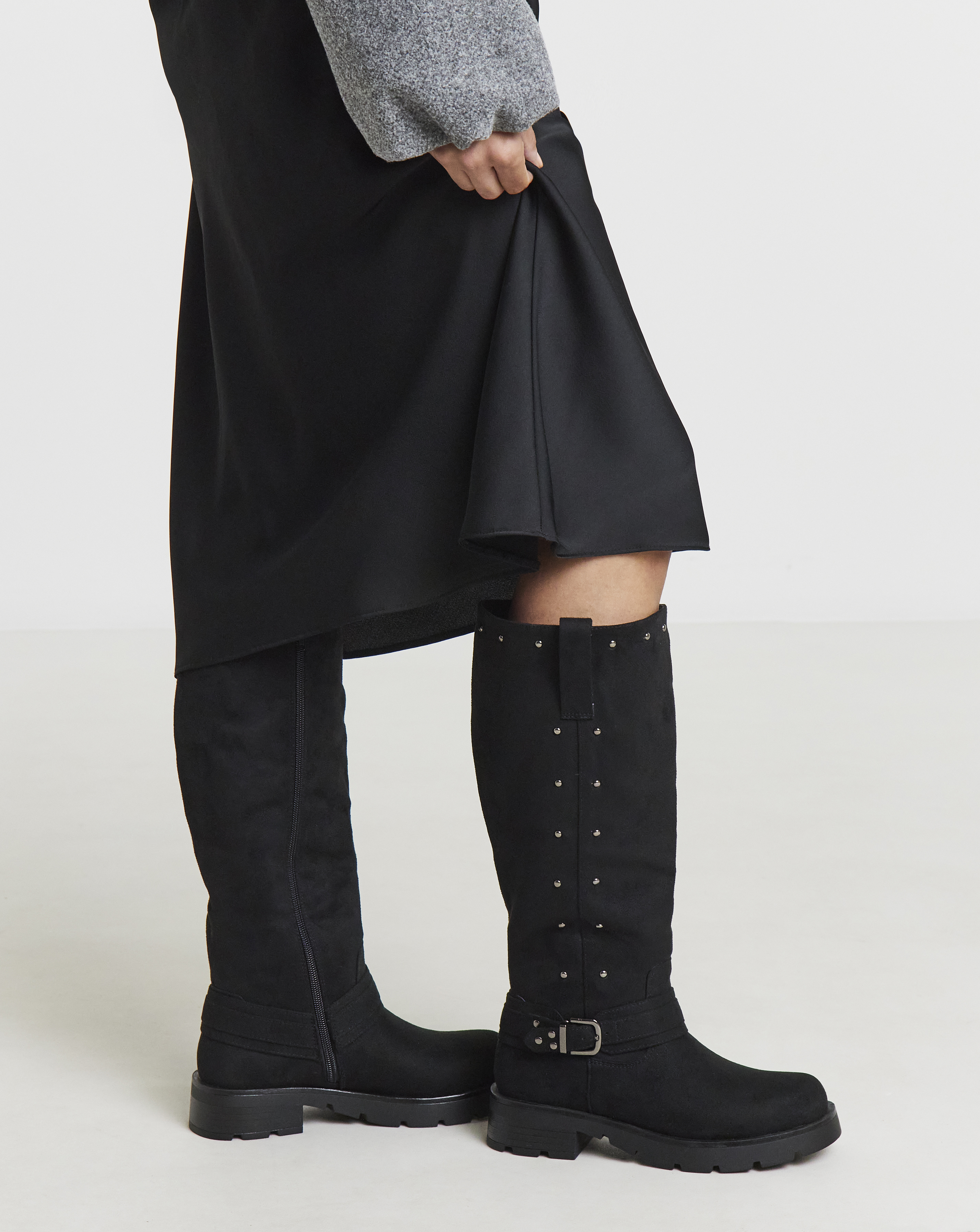 Studded Biker Boots Extra Wide SC
