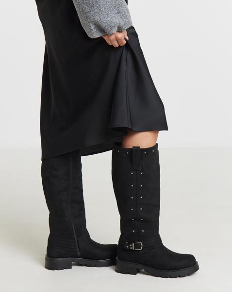 Studded Biker Boots Extra Wide SC