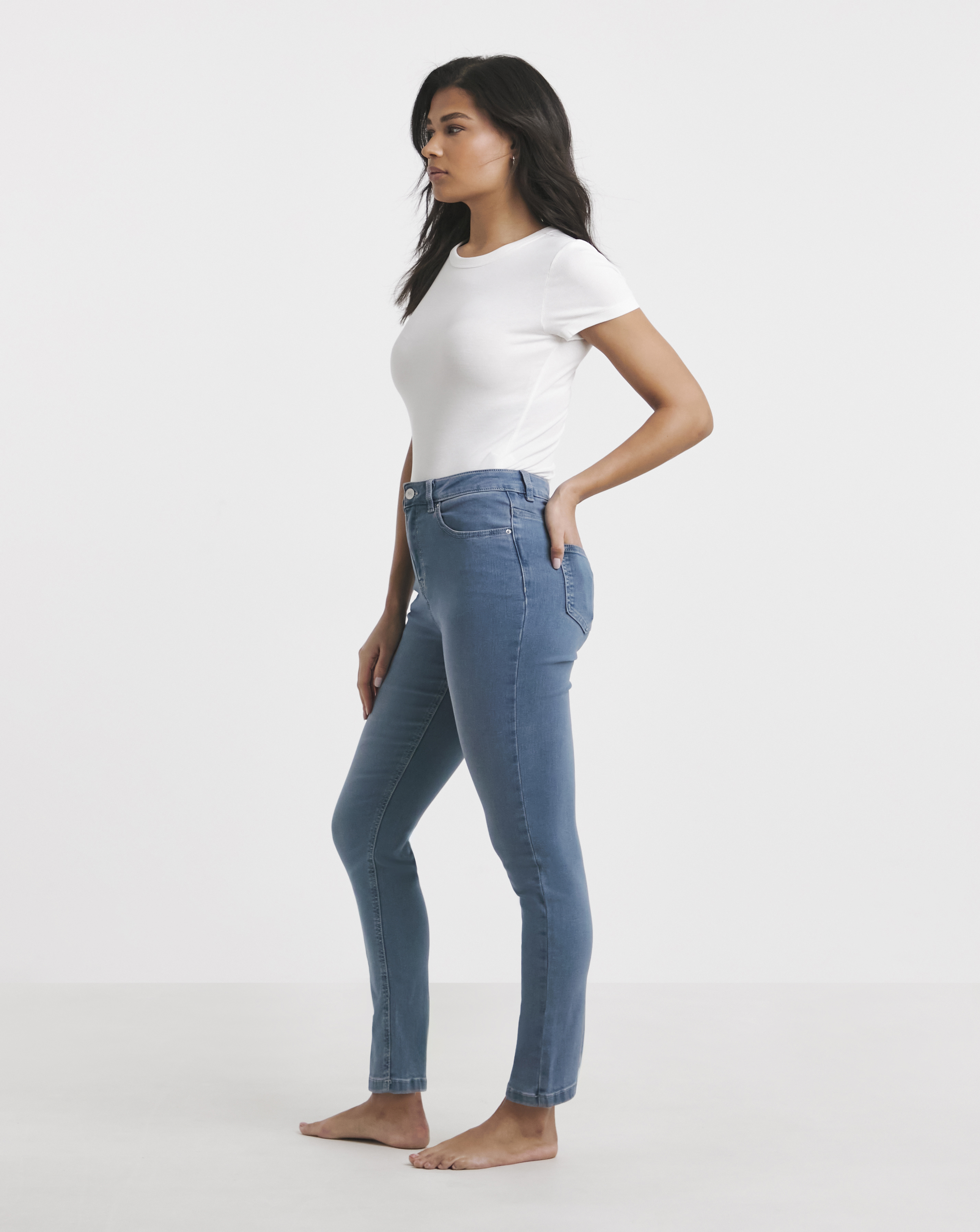 Mid Wash Slim Highwaist Super Stretch
