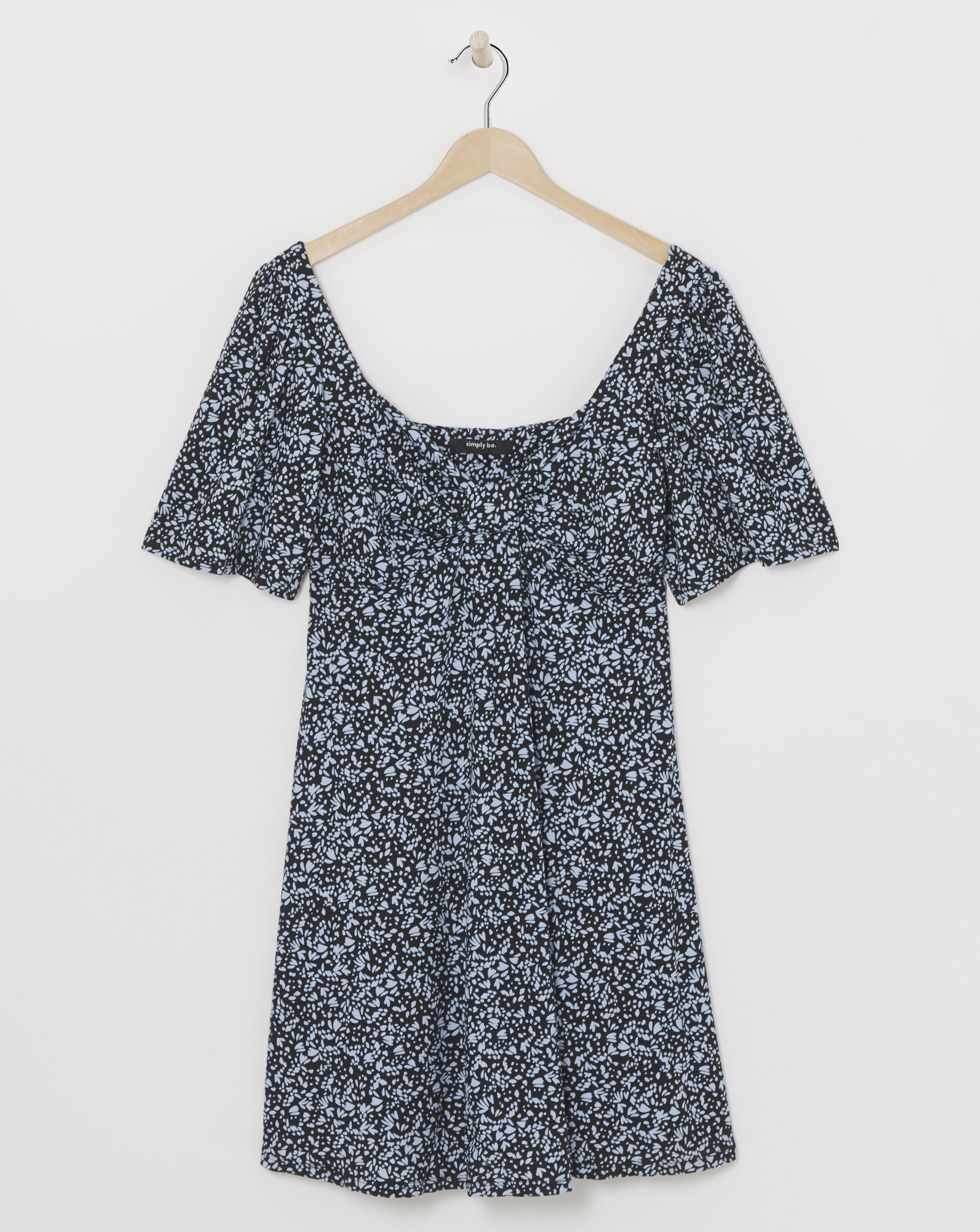 Simply Be - Women's Black Print Supersoft Skater Dress - Size 10 - Black print - 95% Recycled Polyester 5% Elastane