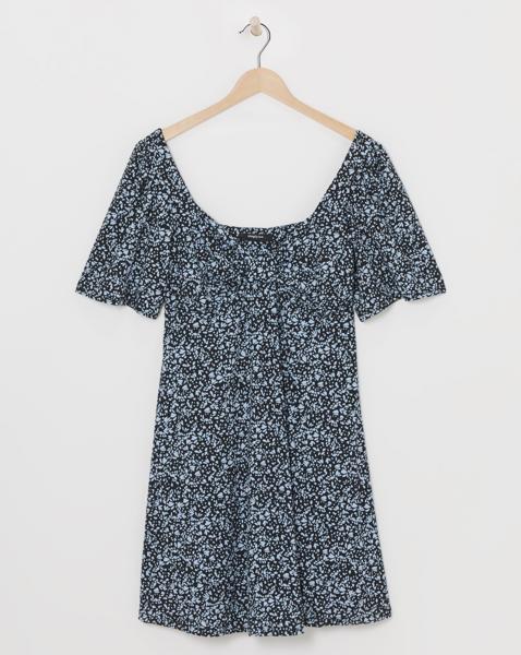 Black Print Supersoft Skater Dress