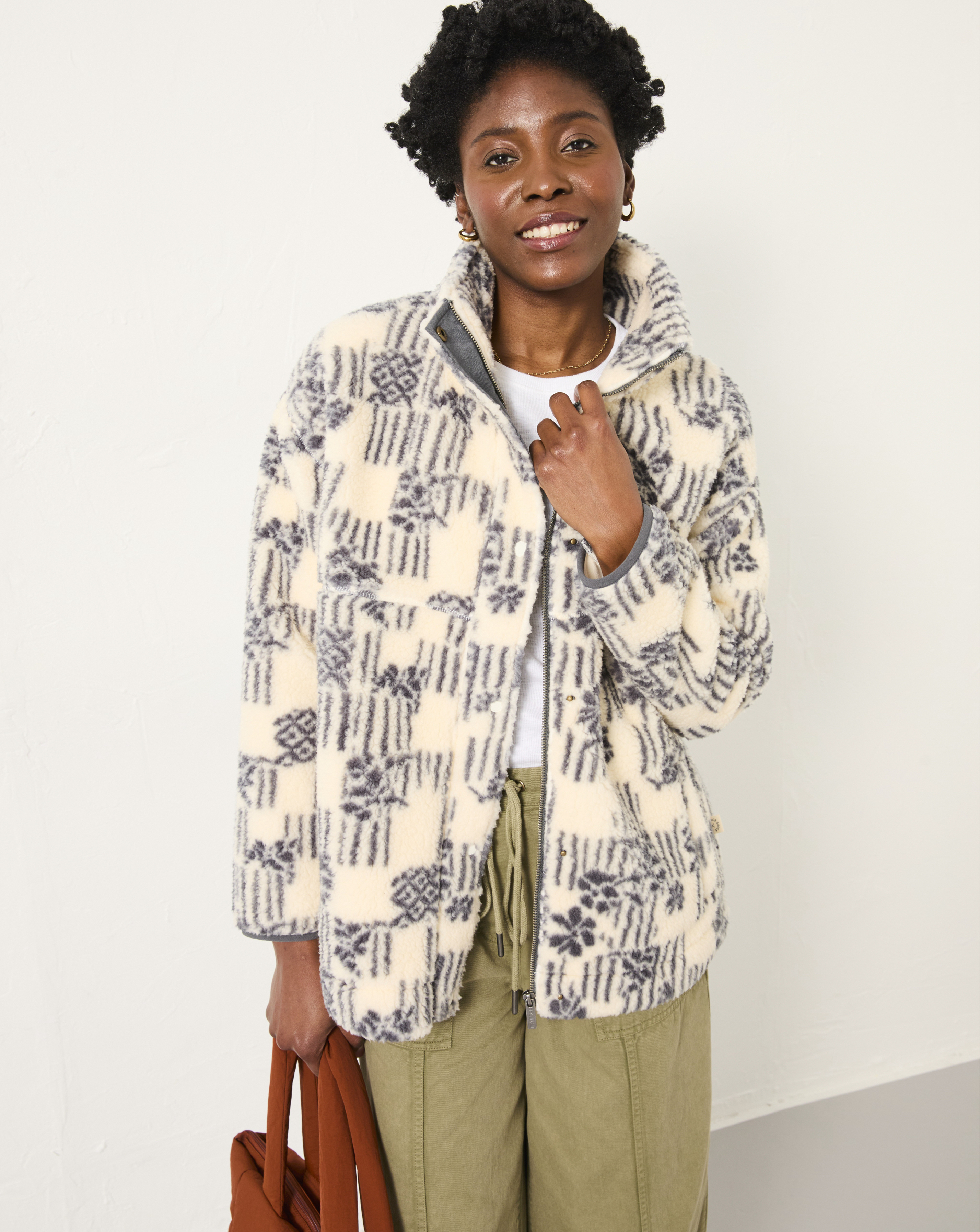 FatFace Zip Thru Pattern Fleece