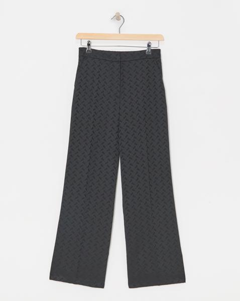Satin Jacquard Wide Leg Trouser