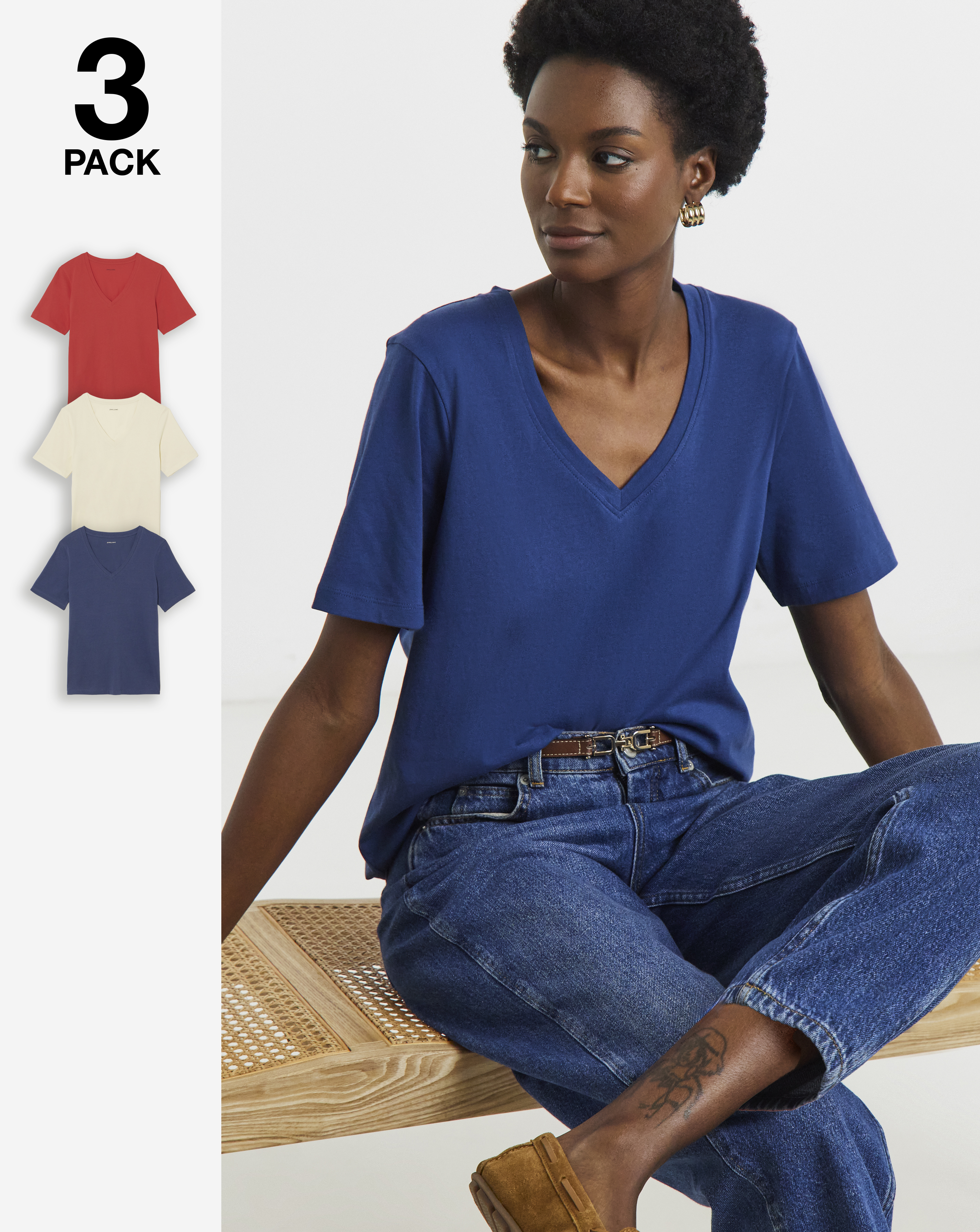 3 Pack V-Neck Short Sleeve T-Shirt