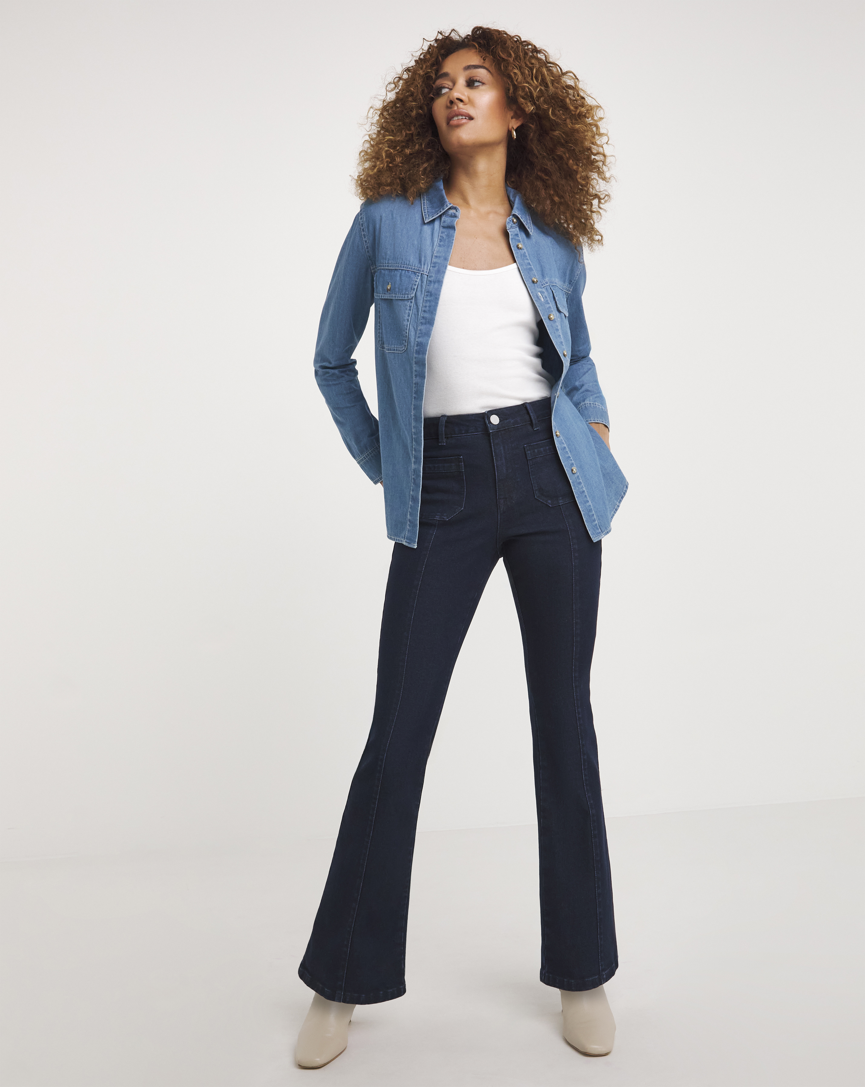 Indigo Pocket Front Bootcut Jeans