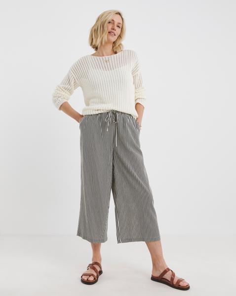Linen Mix Cropped Wide Leg Culottes
