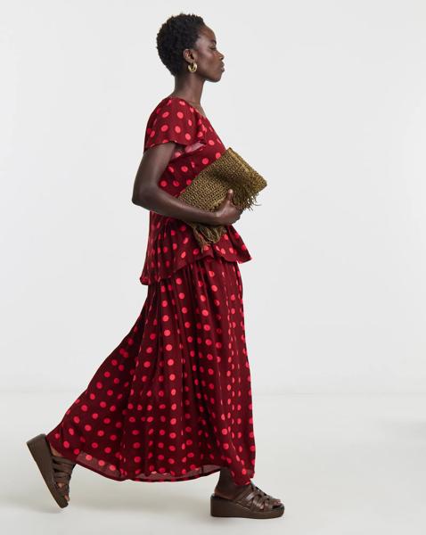 Printed Crinkle Maxi Skirt
