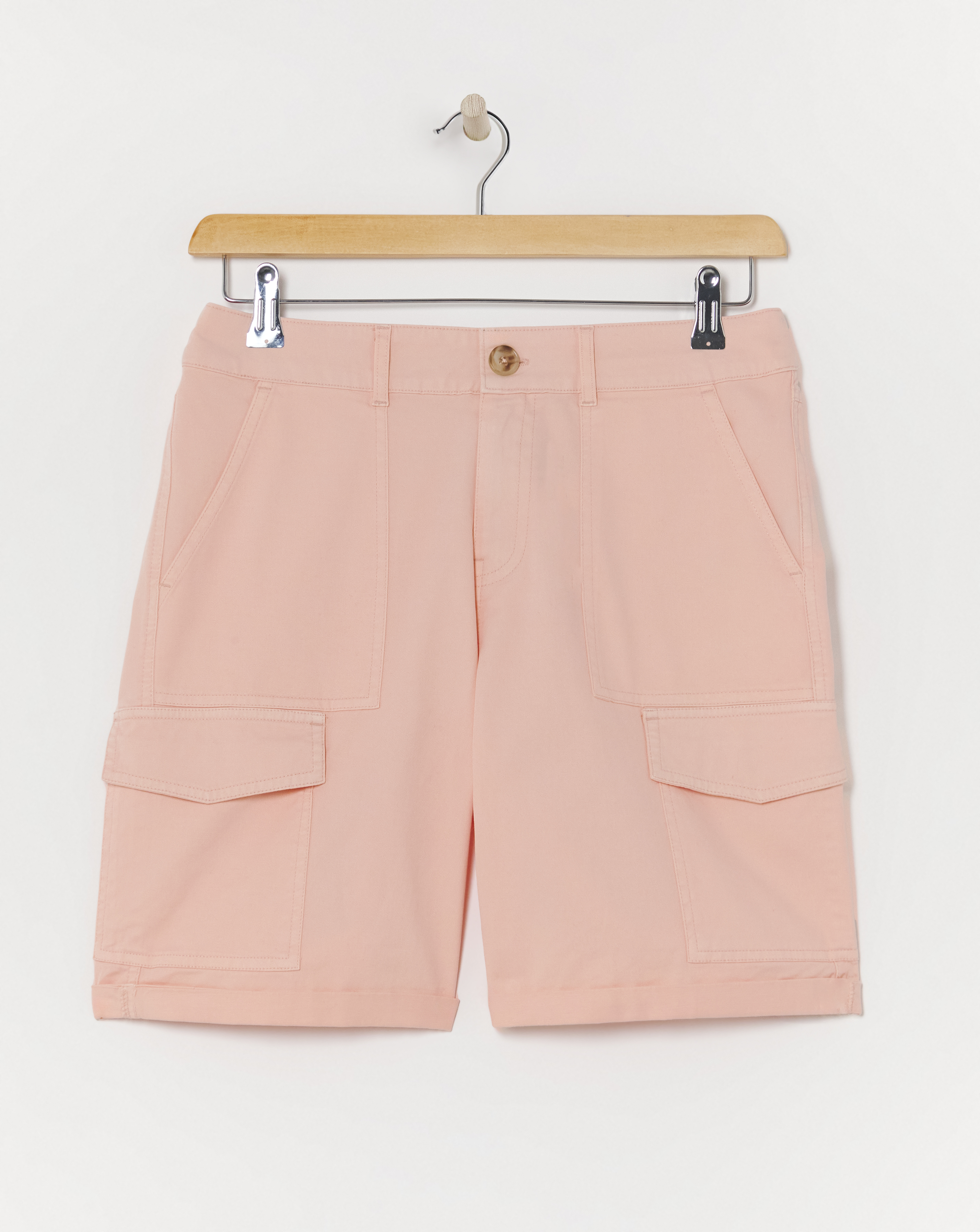 Peach Stretch Cotton Cargo Shorts
