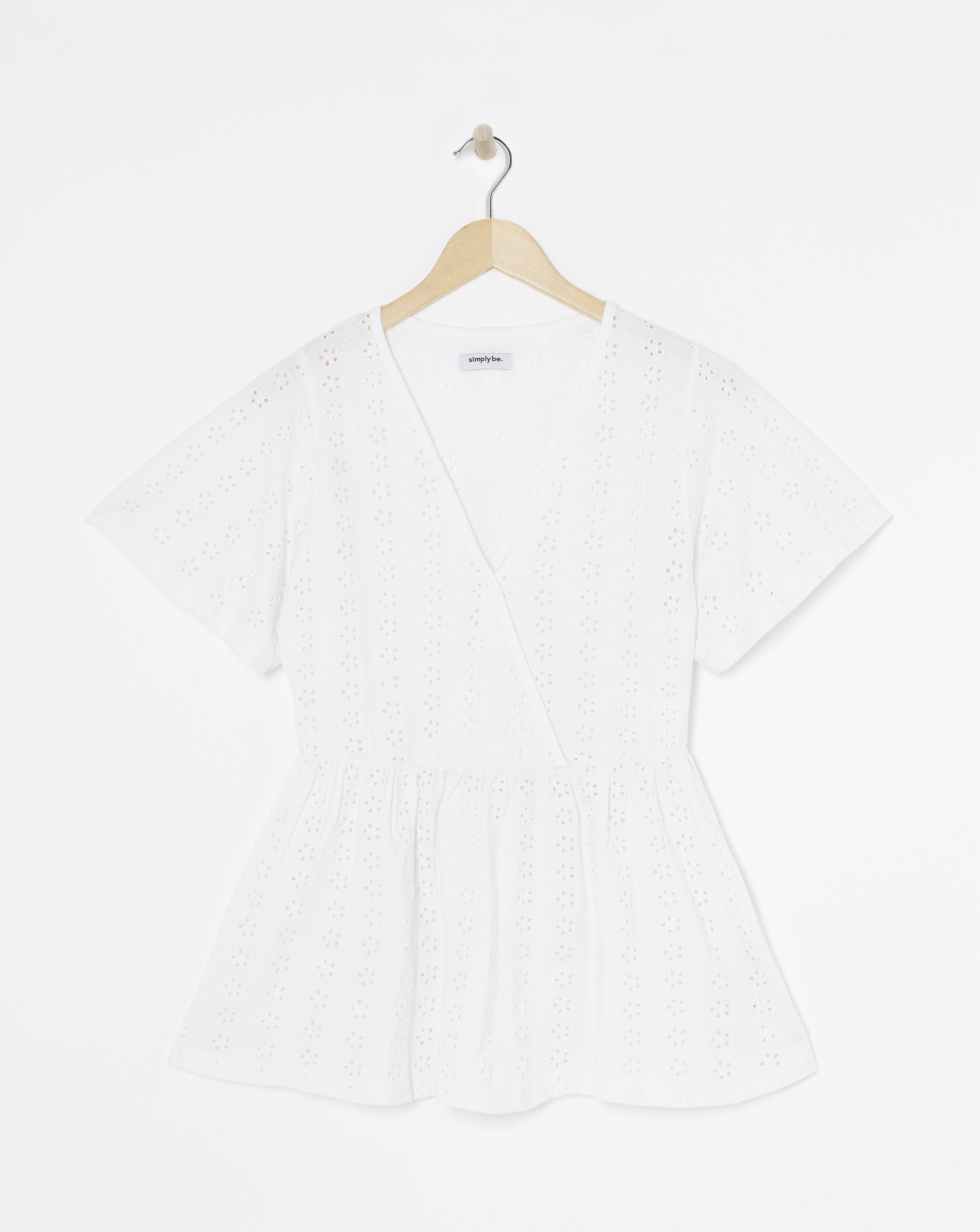 White Jersey Broderie Angel Sleeve Top