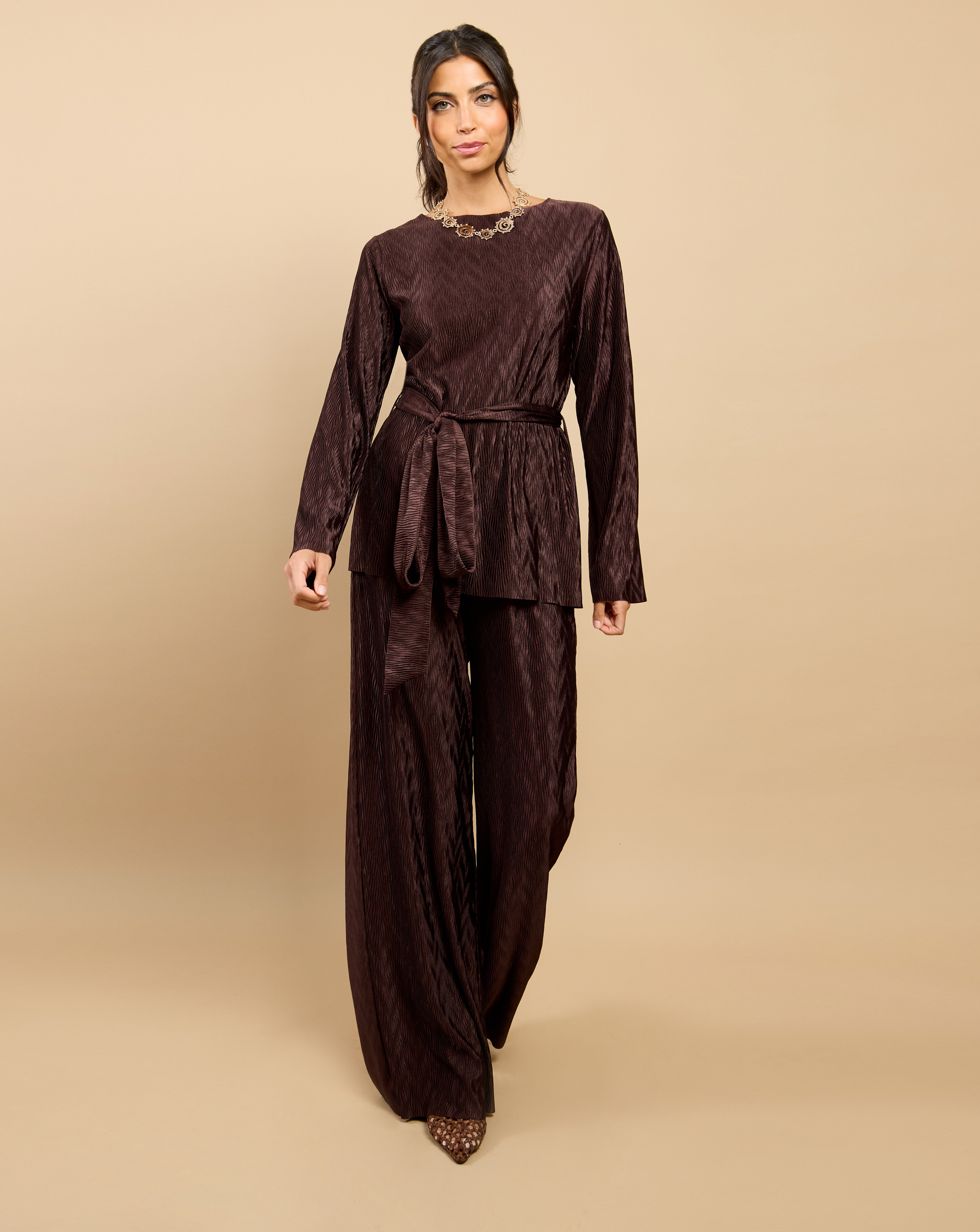 LM Brown Plisse Trouser