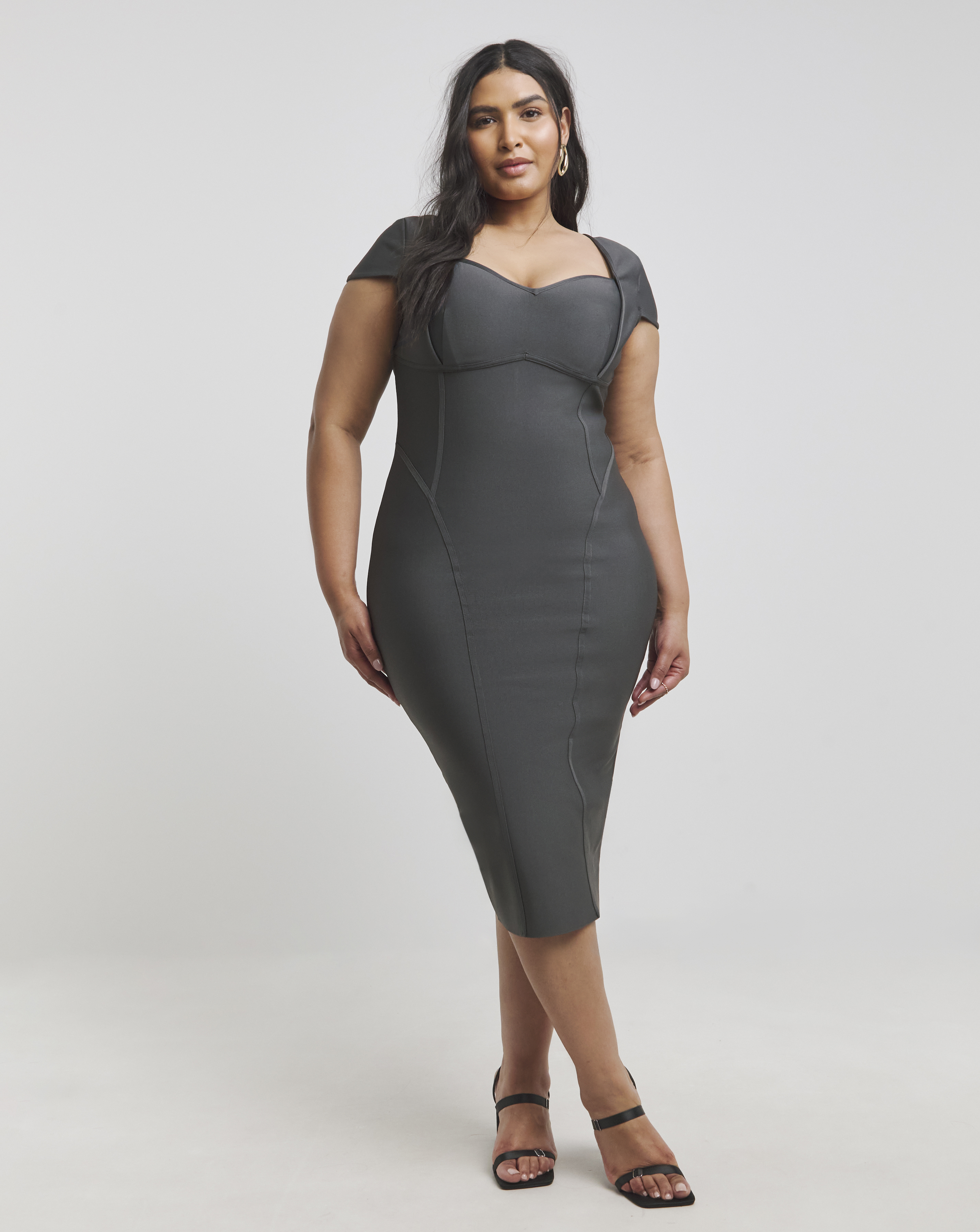 Simply Be - Women's Contouring Seam Bandage Midi Dress - Size 12 - Blue - 91% Polyester 9% Elastane
