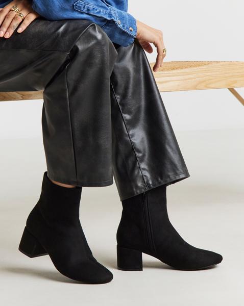Low Block Heel Ankle Boot Wide
